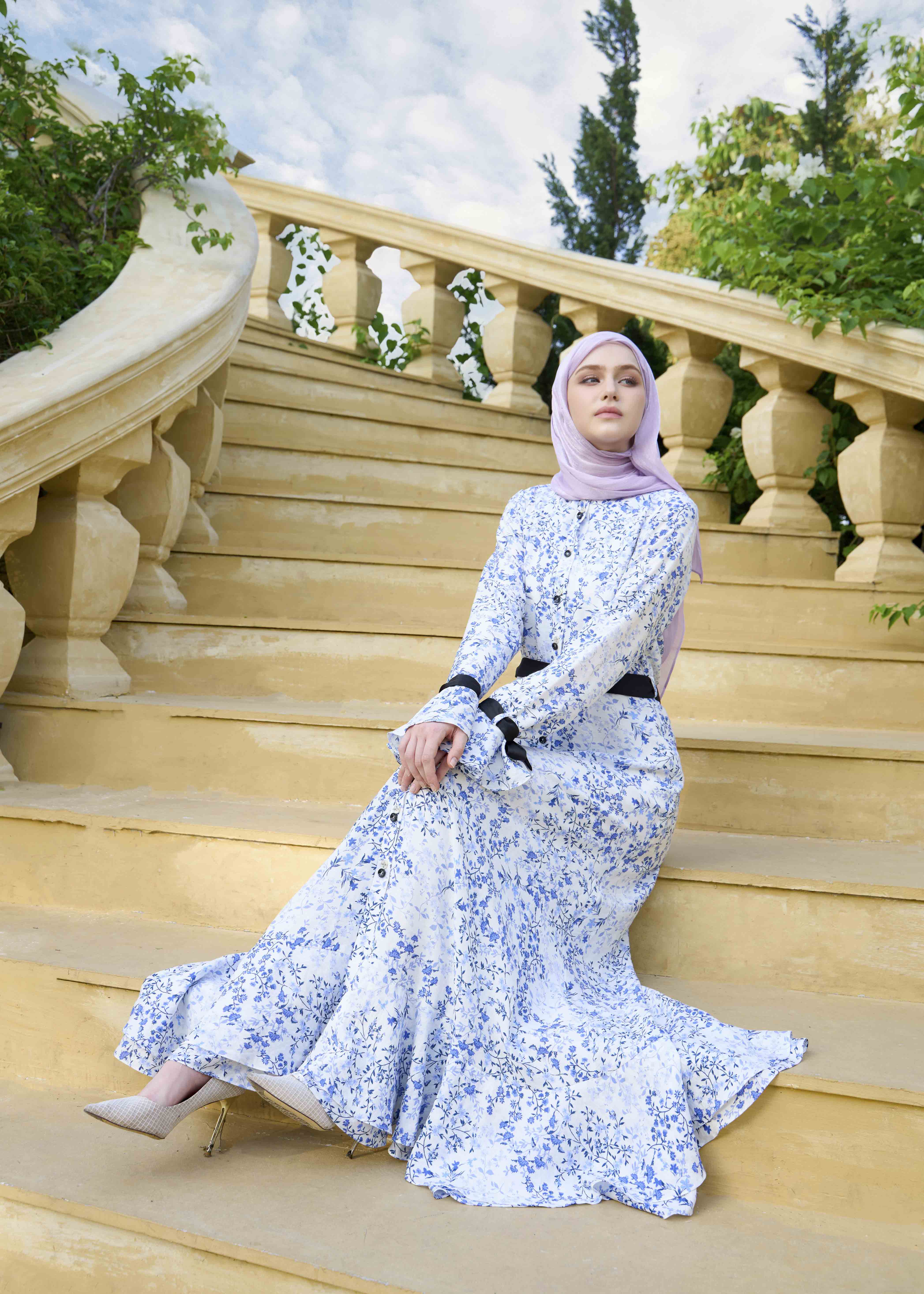 Bluebell Charm Maxi Dress – Ribbon Edition - Cobalt Bloom by Minnaba