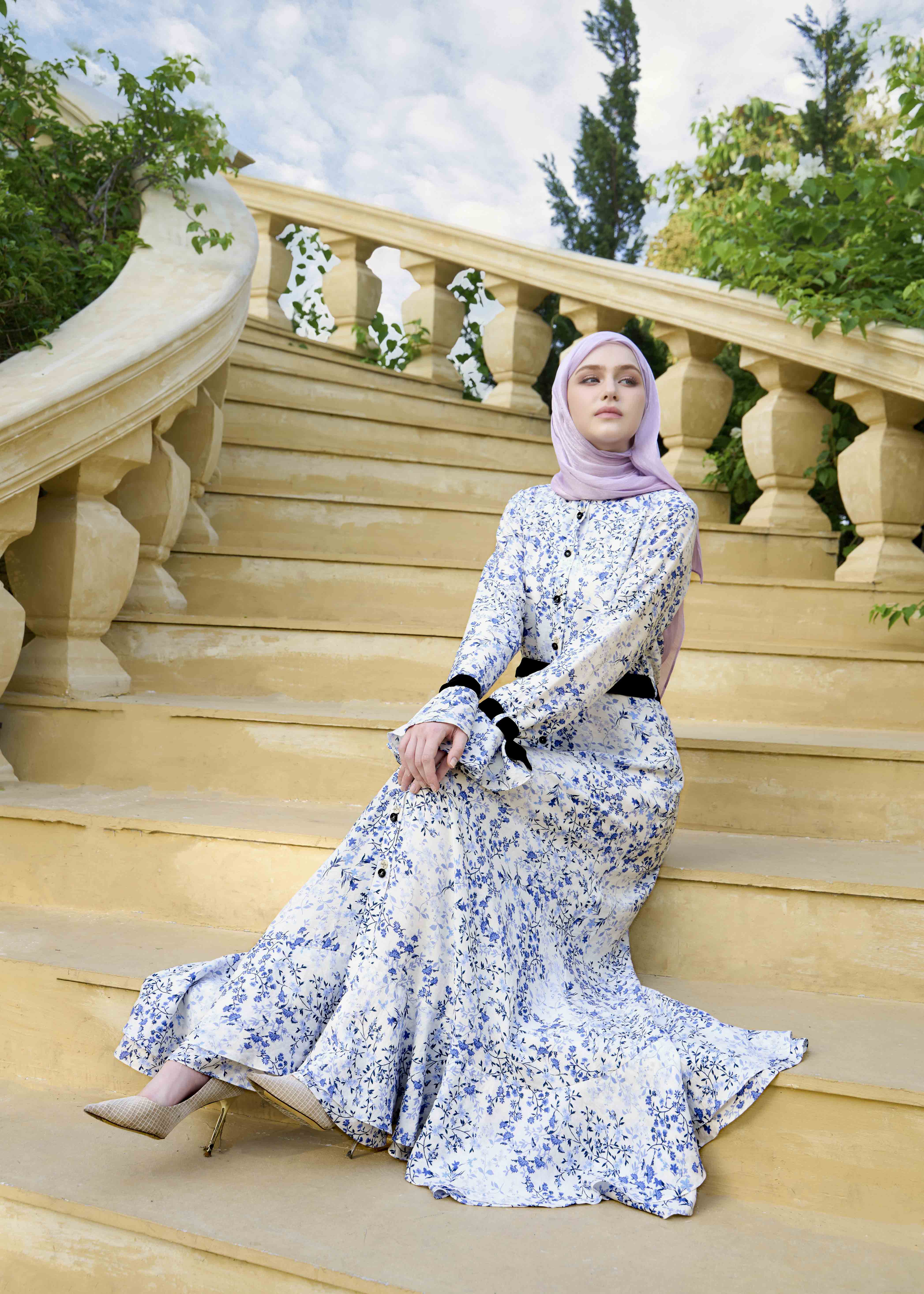 Bluebell Charm Maxi Dress – Ribbon Edition - Cobalt Bloom by Minnaba