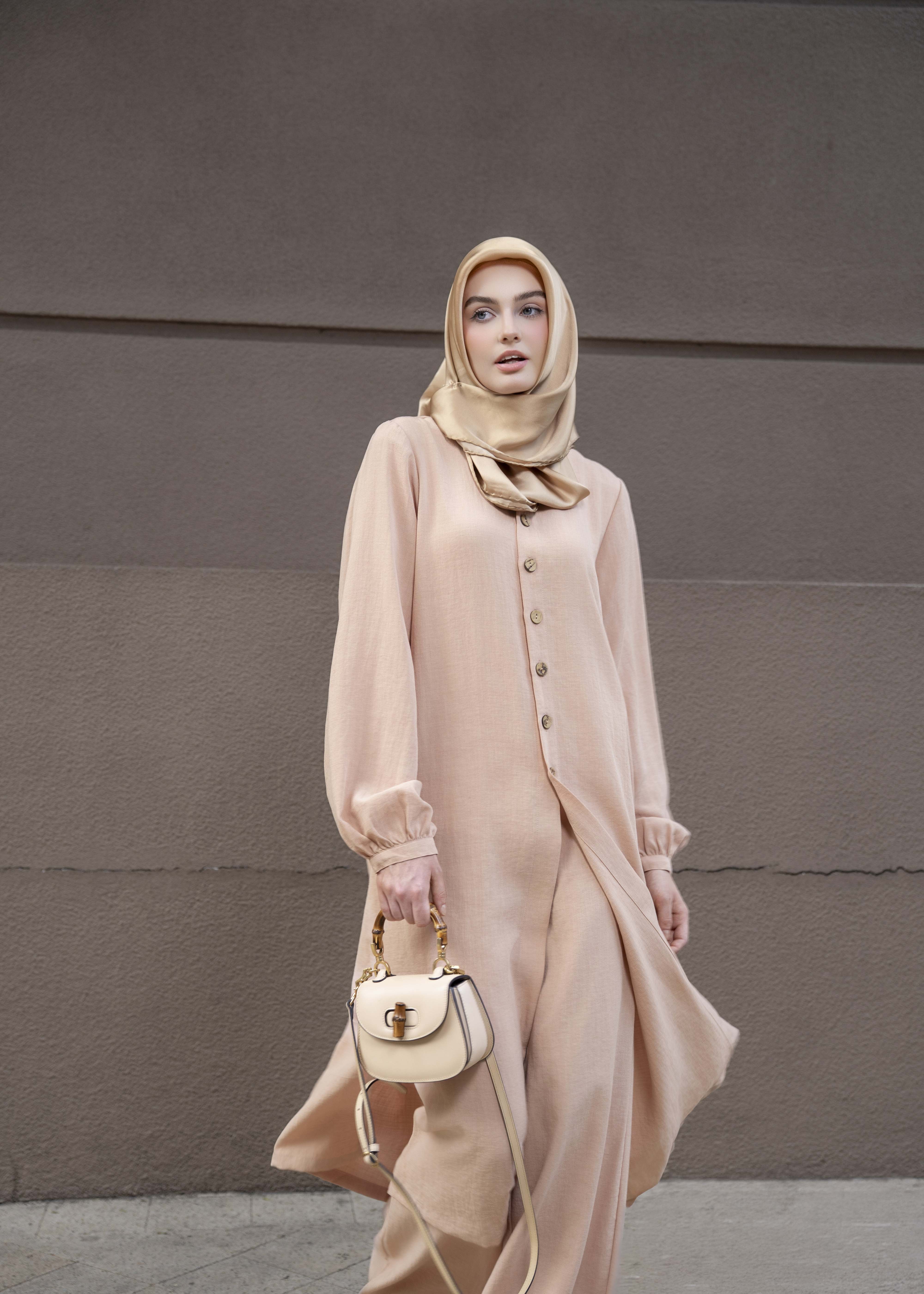 Spring Breeze Cape Tunic in Rose Sand – Modest Fashion by Minnaba