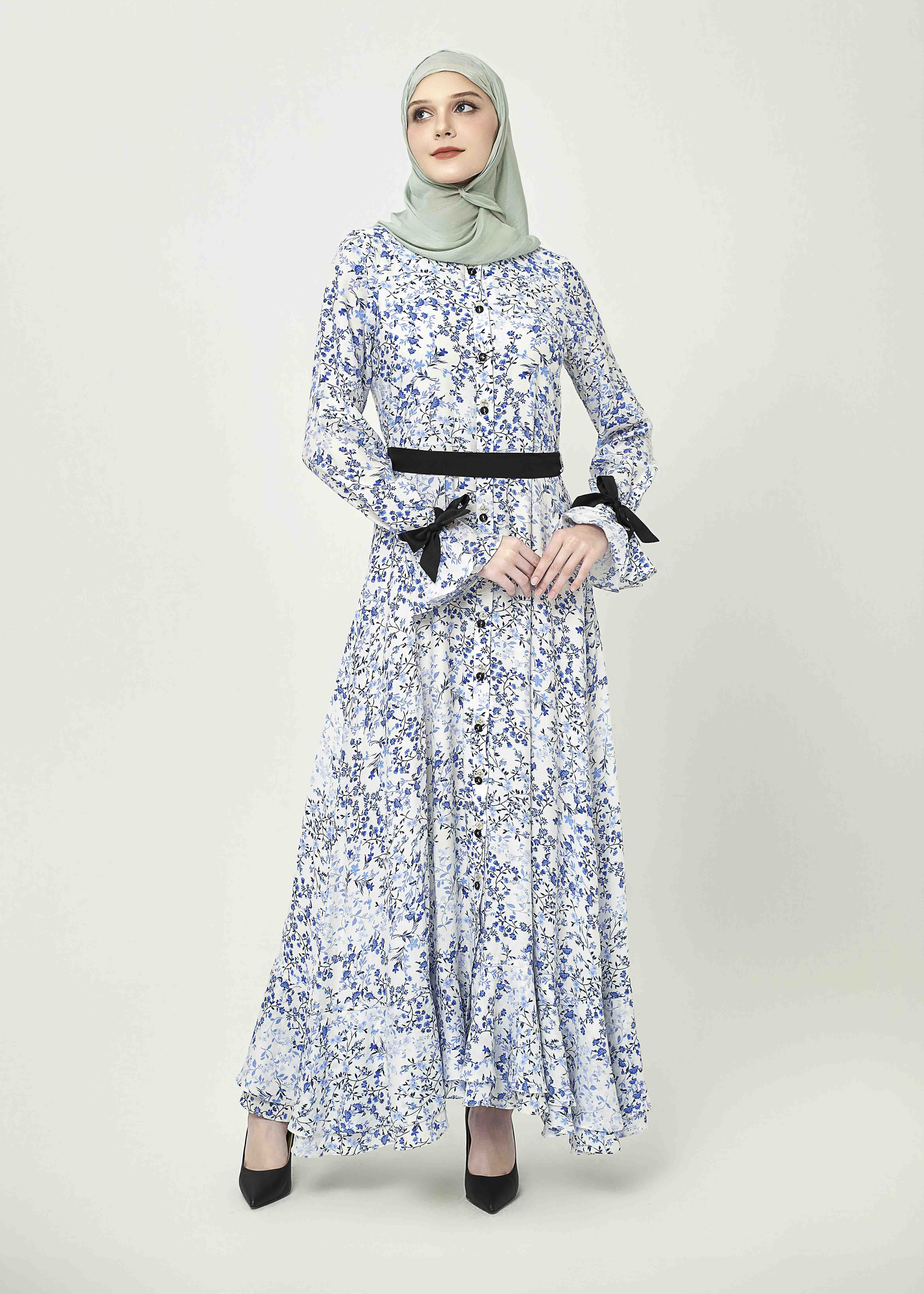 Bluebell Charm Maxi Dress – Ribbon Edition - Cobalt Bloom by Minnaba