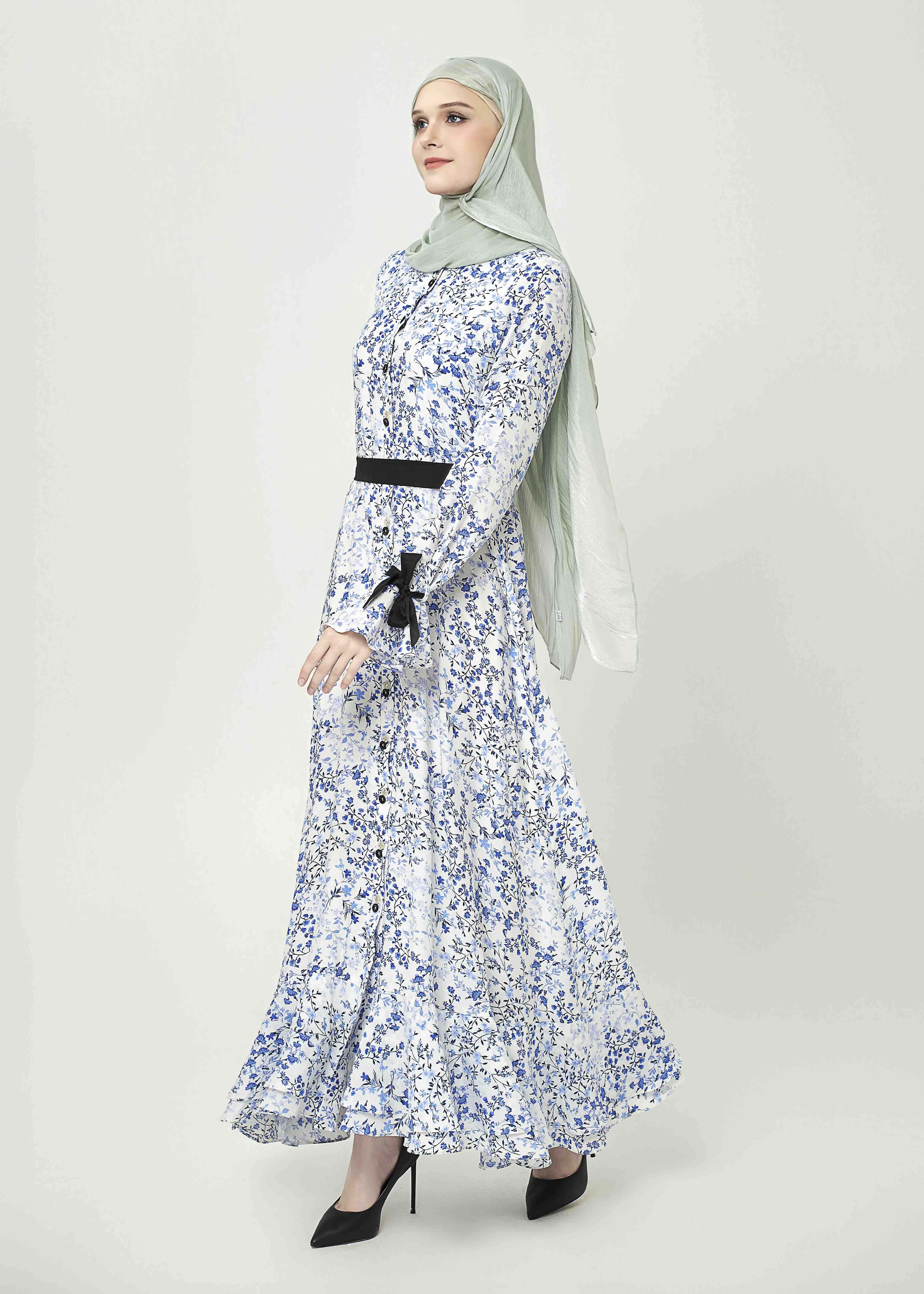 Bluebell Charm Maxi Dress – Ribbon Edition - Cobalt Bloom by Minnaba