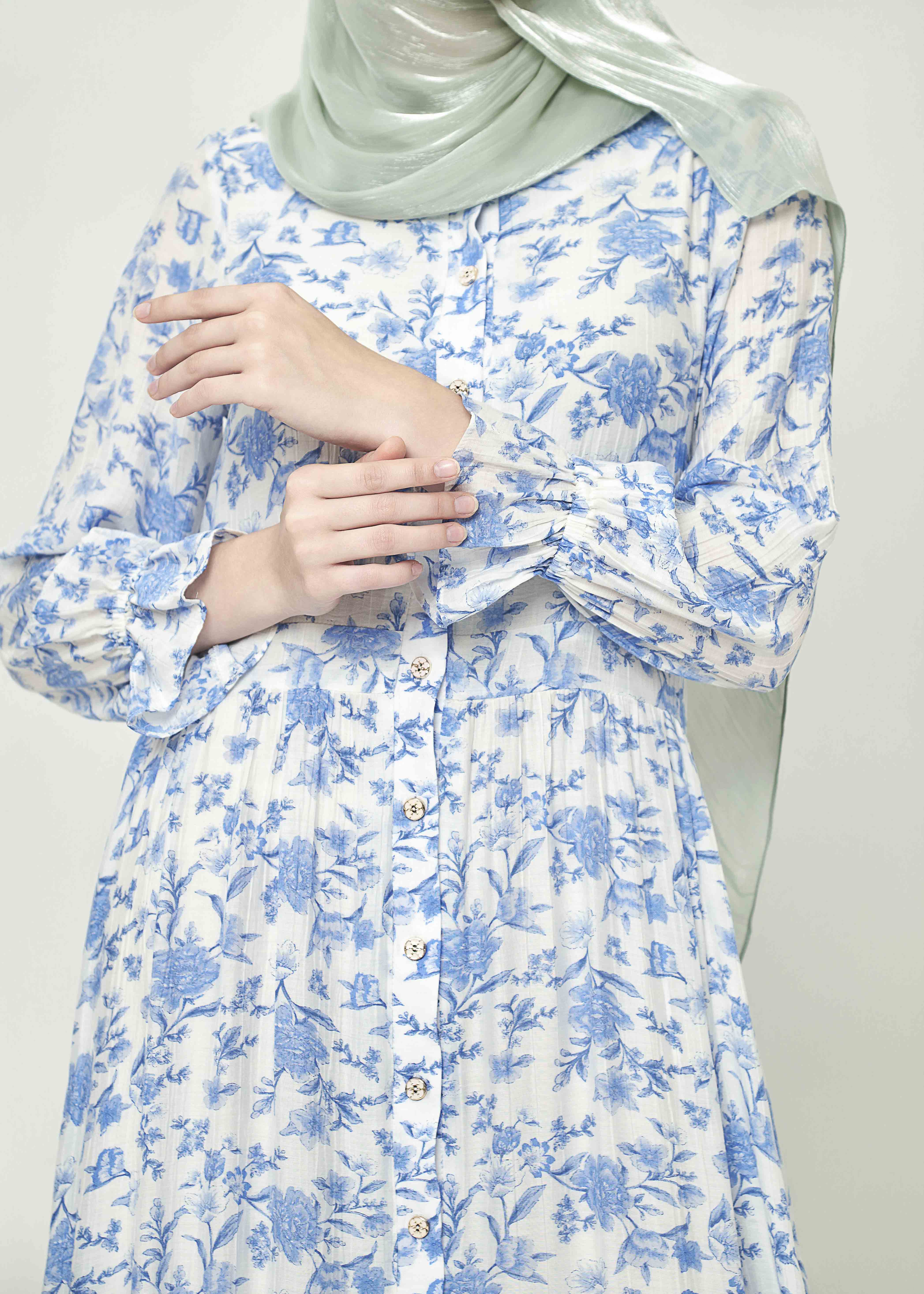 Azure Bloom Tiered Maxi Dress by Minnaba