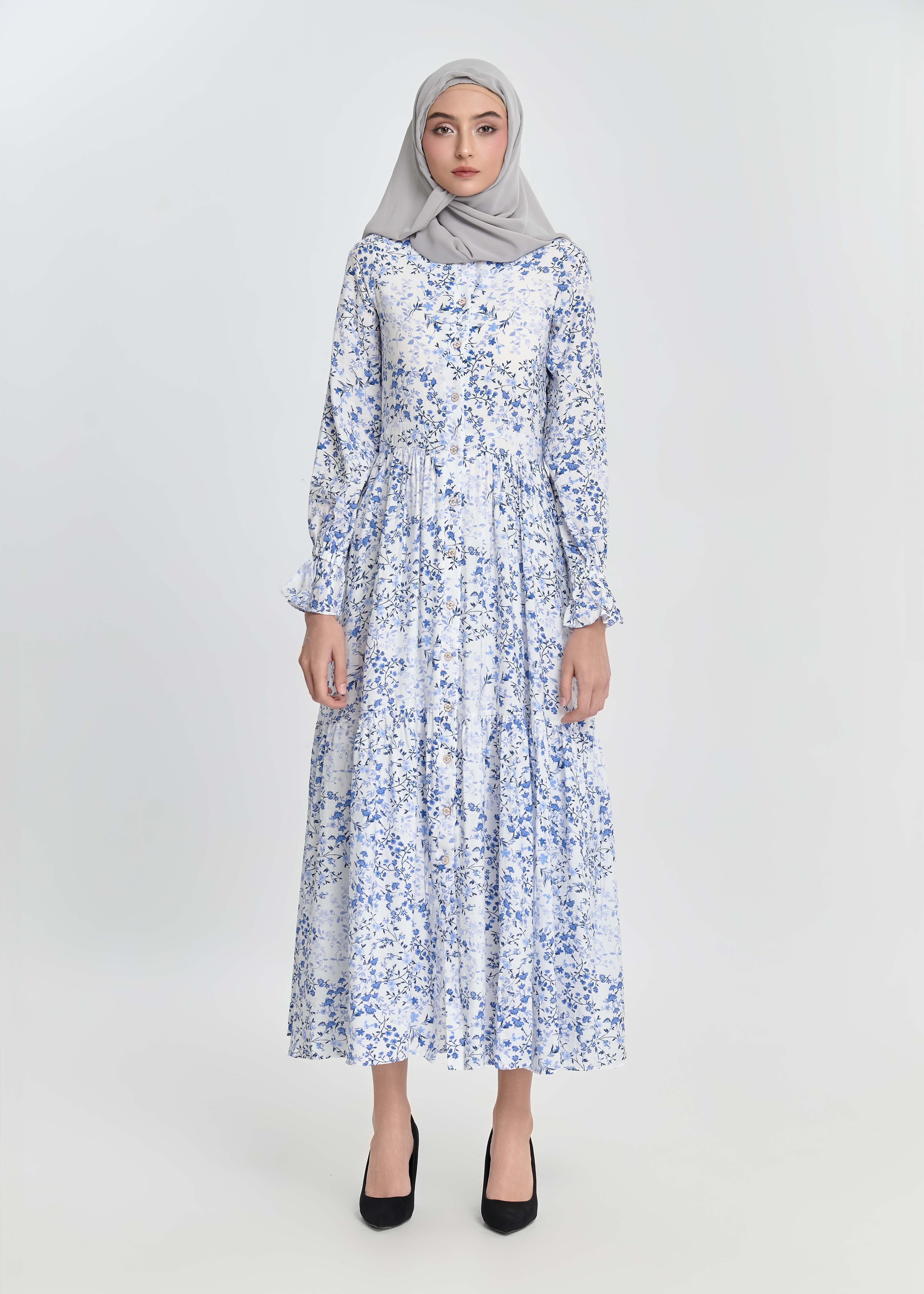 Azure Bloom Tiered Maxi Dress - Cobalt Bloom by Minnaba