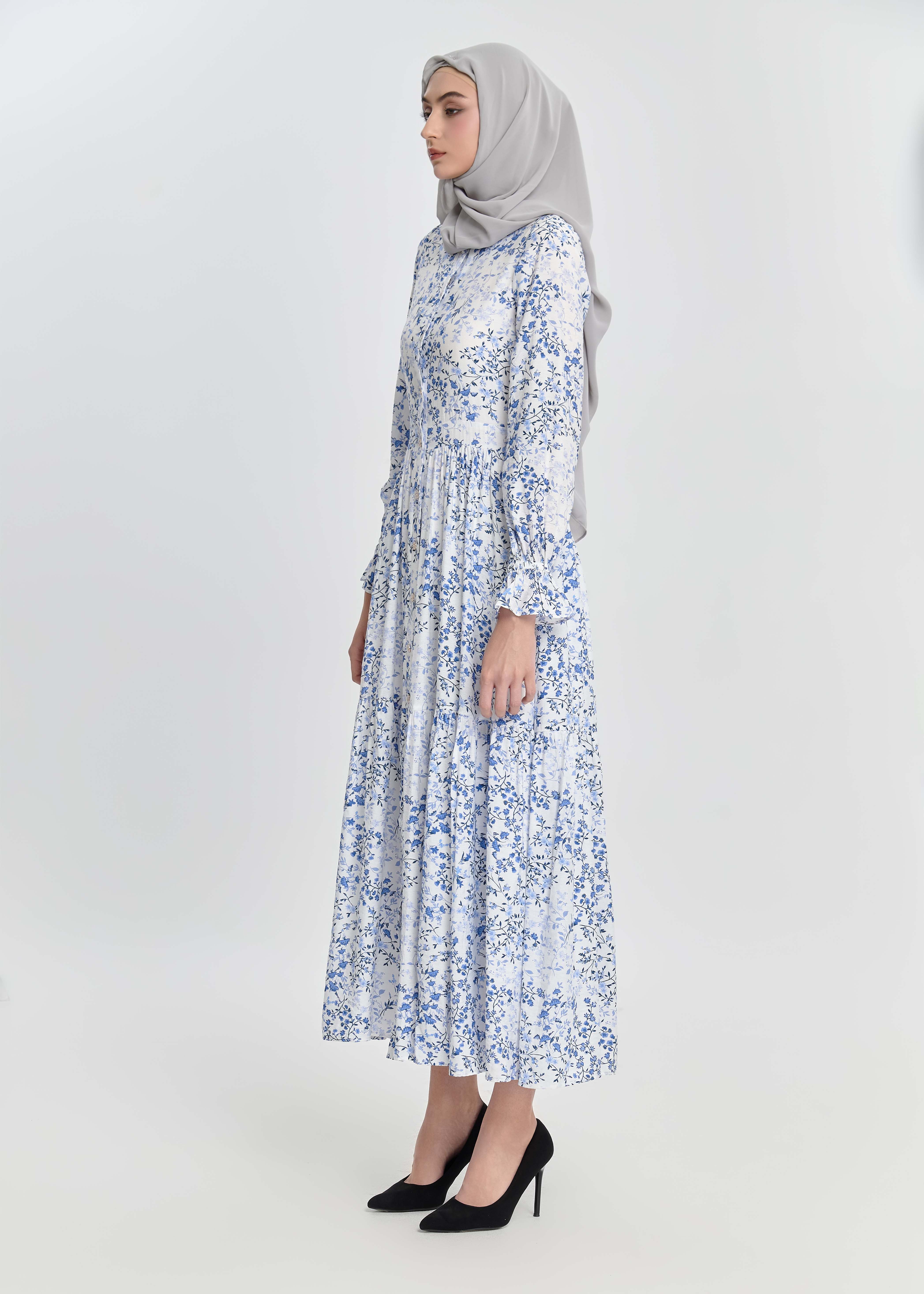 Azure Bloom Tiered Maxi Dress - Cobalt Bloom by Minnaba