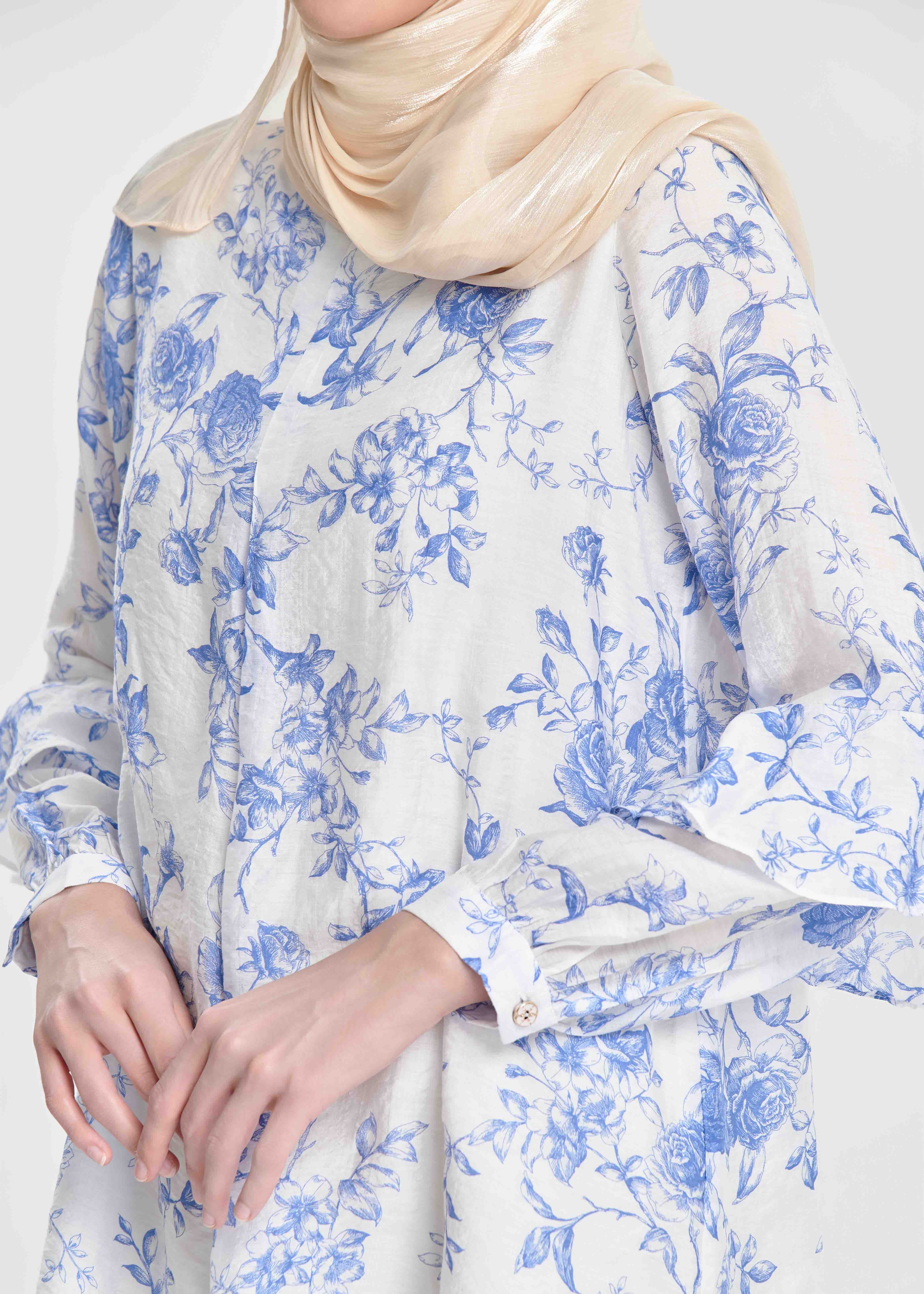Pastel Reverie Tunic - Porcelain Vine by Minnaba