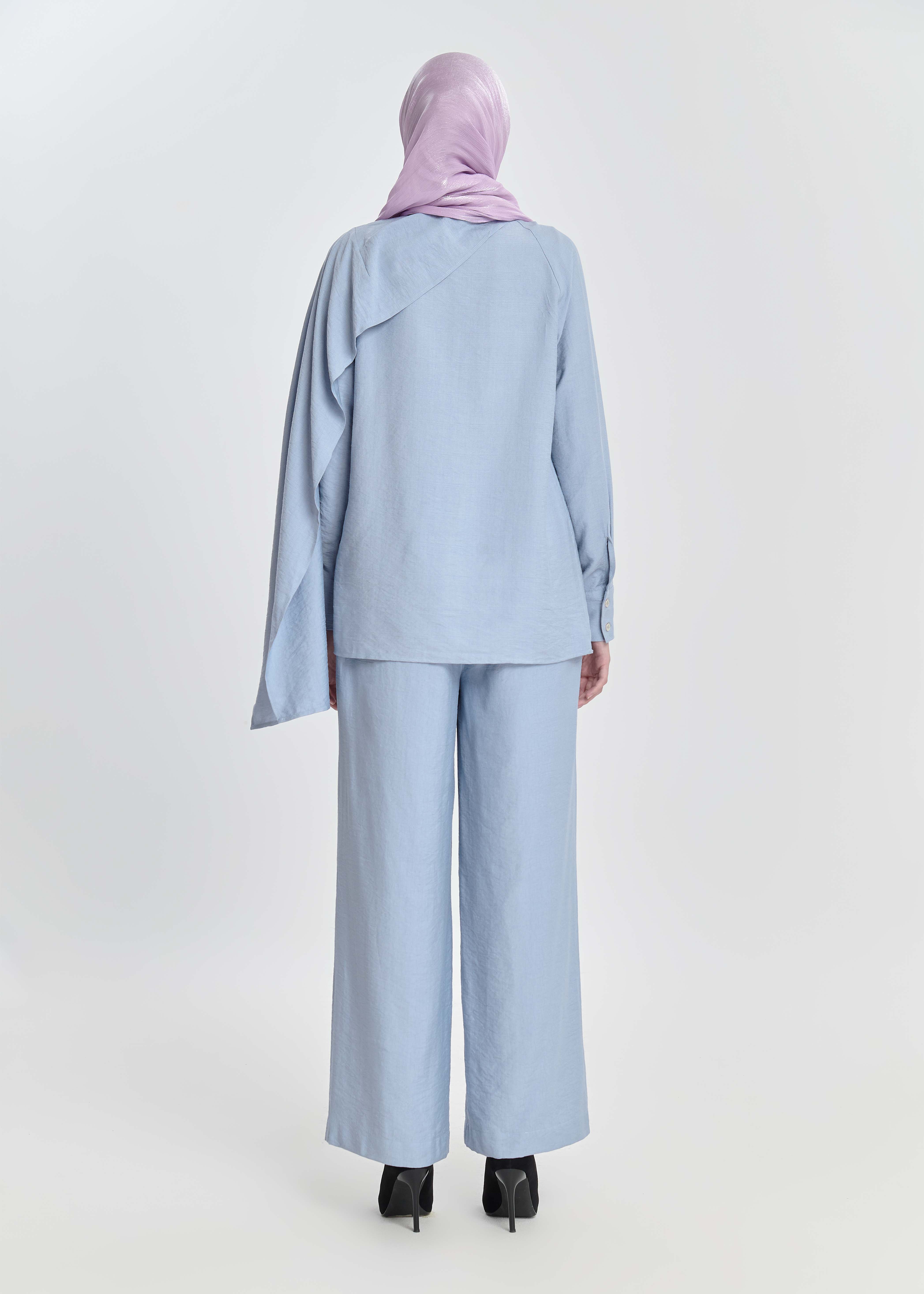 Asym Draped Sets - Powder Blue by Minnaba