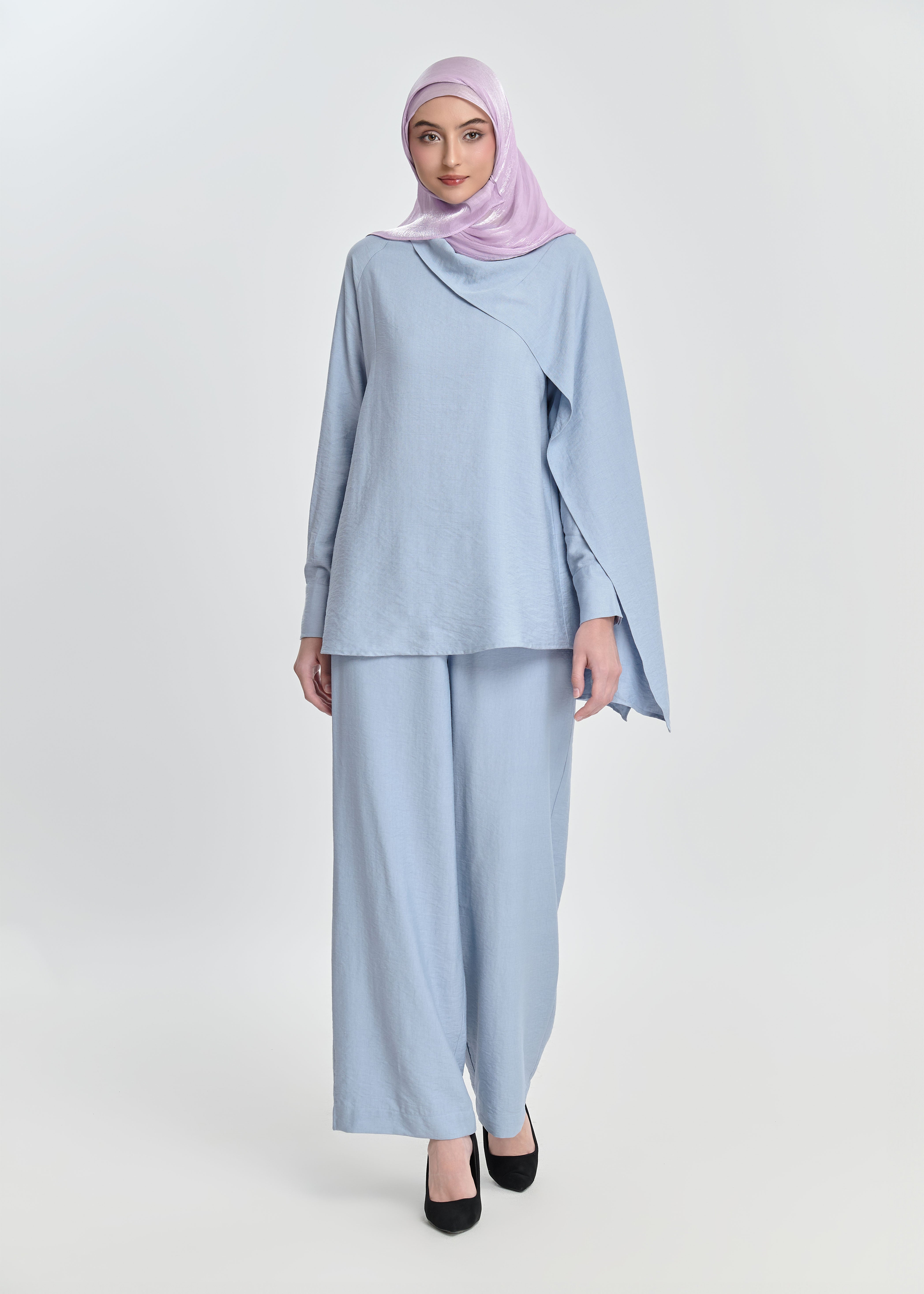 Asym Draped Sets - Powder Blue by Minnaba