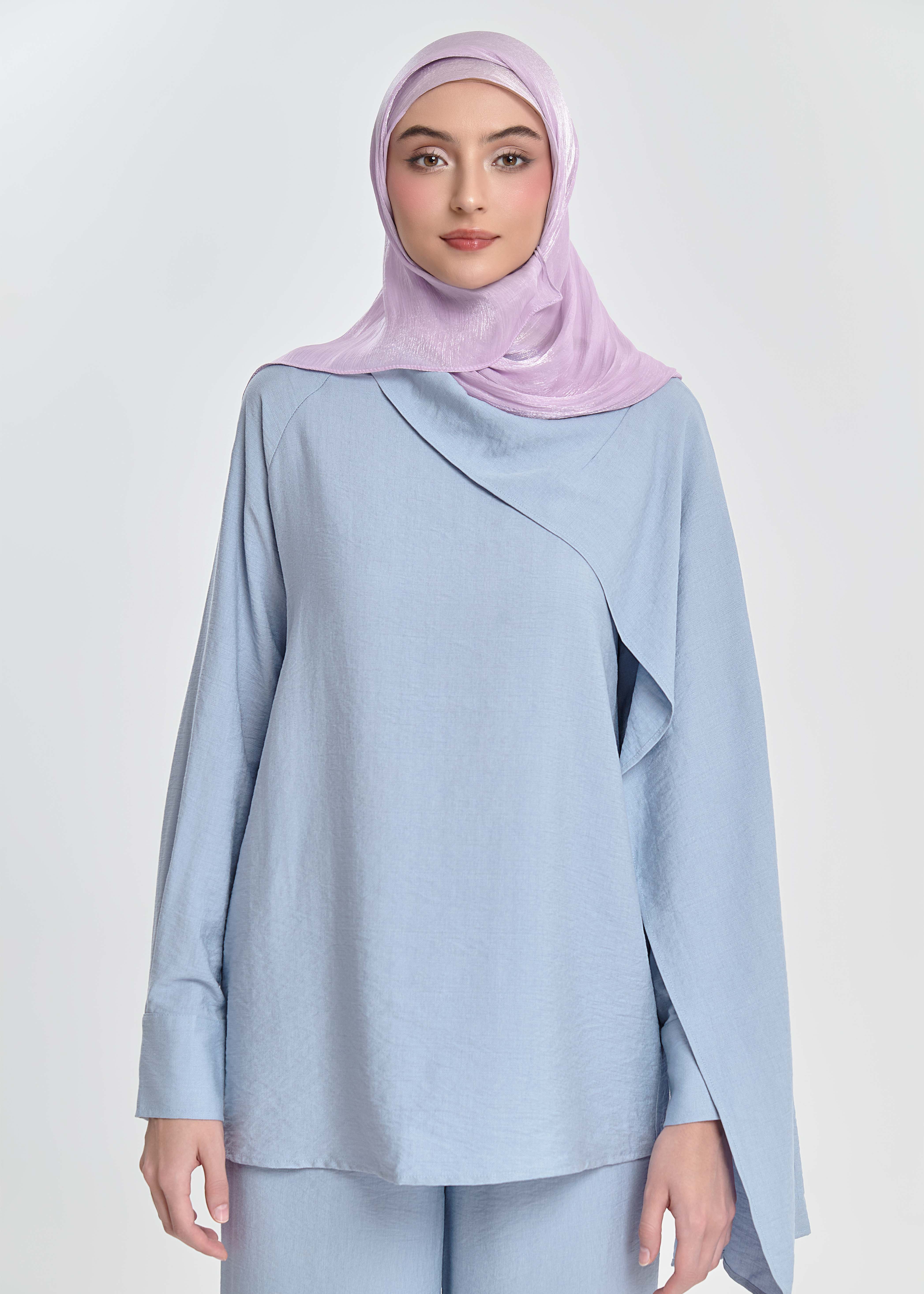 Asym Draped Sets - Powder Blue by Minnaba