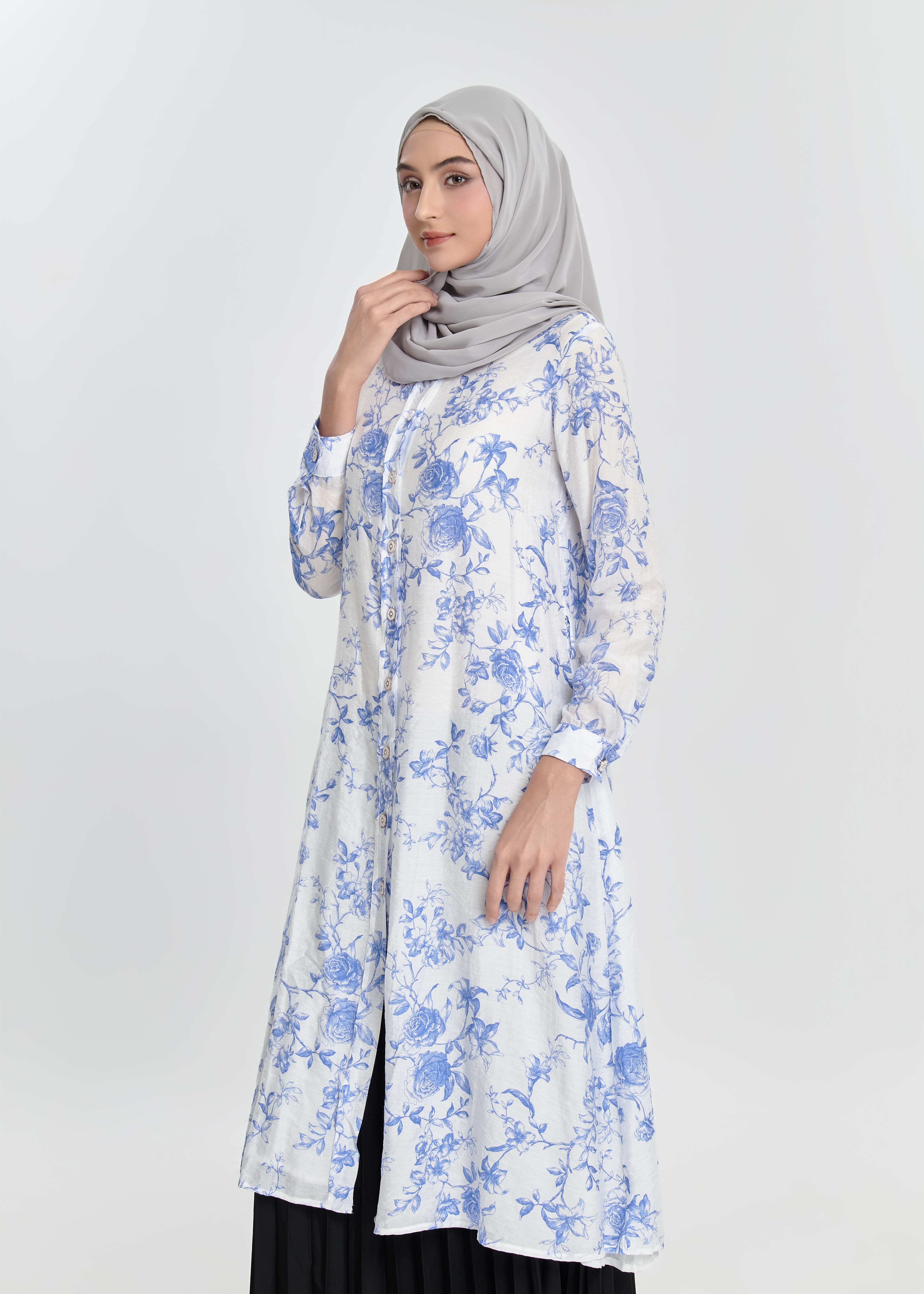 Lily Whisper Tunic -Porcelain Vine by Minnaba