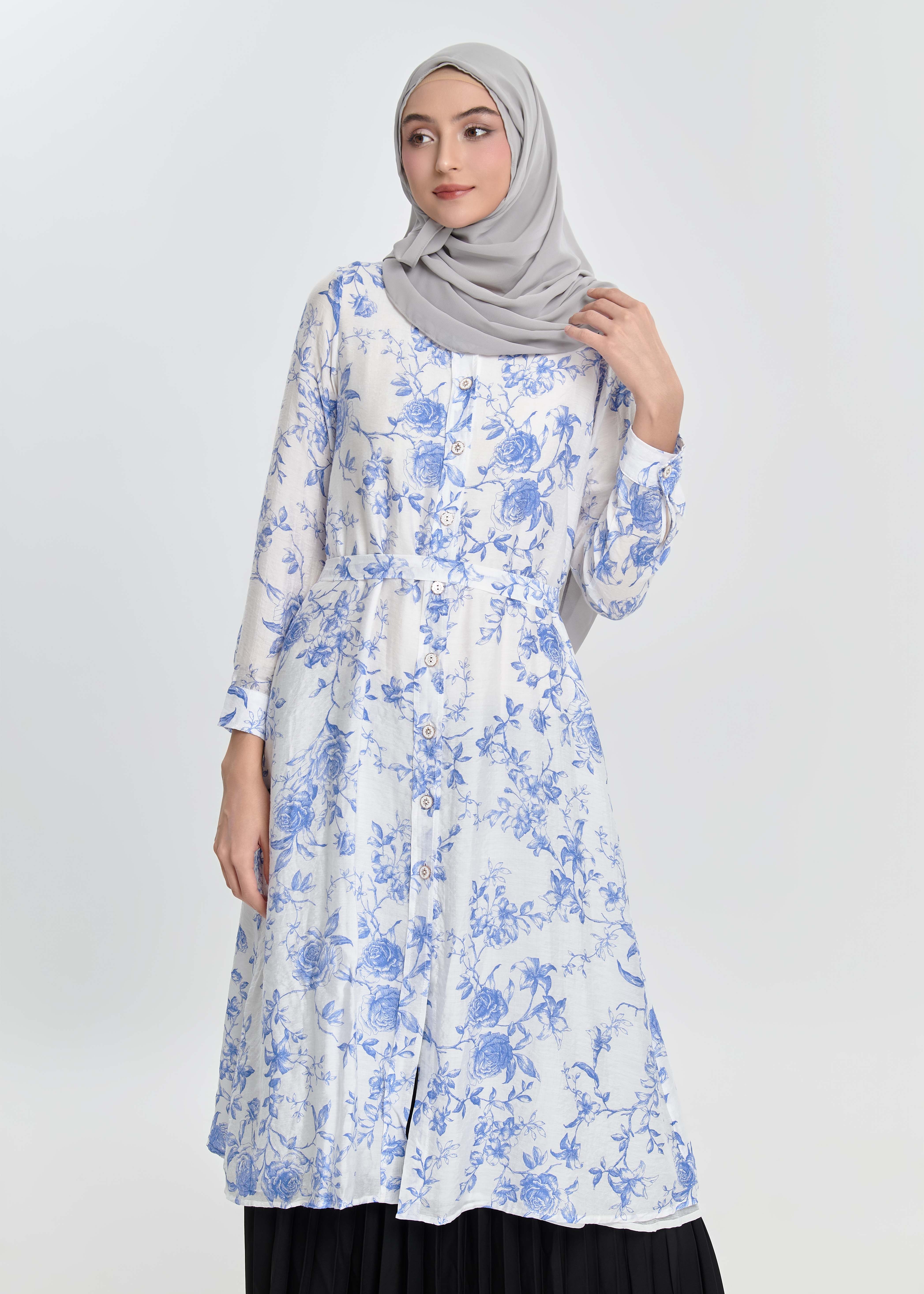 Lily Whisper Tunic -Porcelain Vine by Minnaba