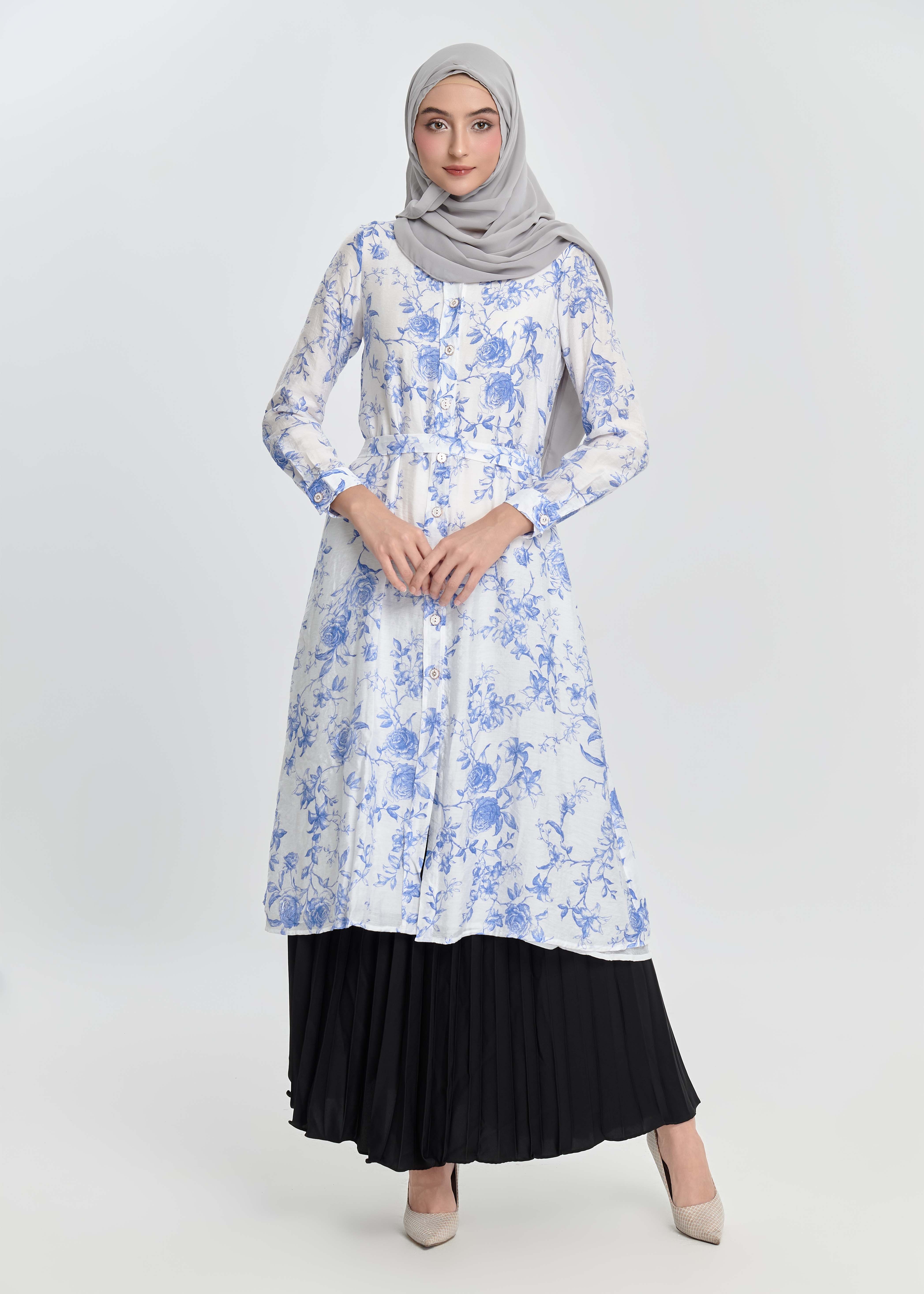Lily Whisper Tunic -Porcelain Vine by Minnaba