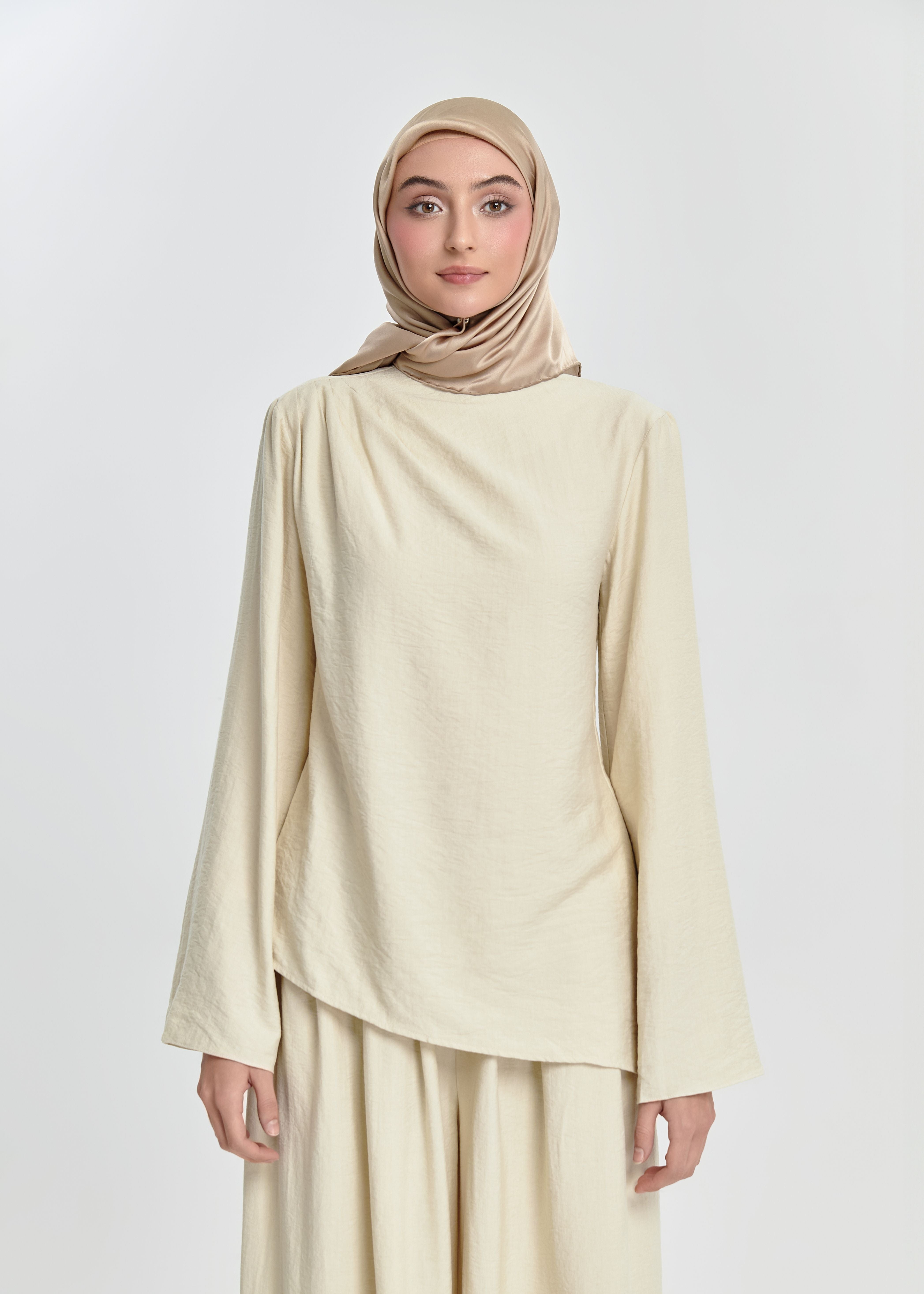 Pearl Bloom Flare Tunic - Oat Milk Beige by Minnaba
