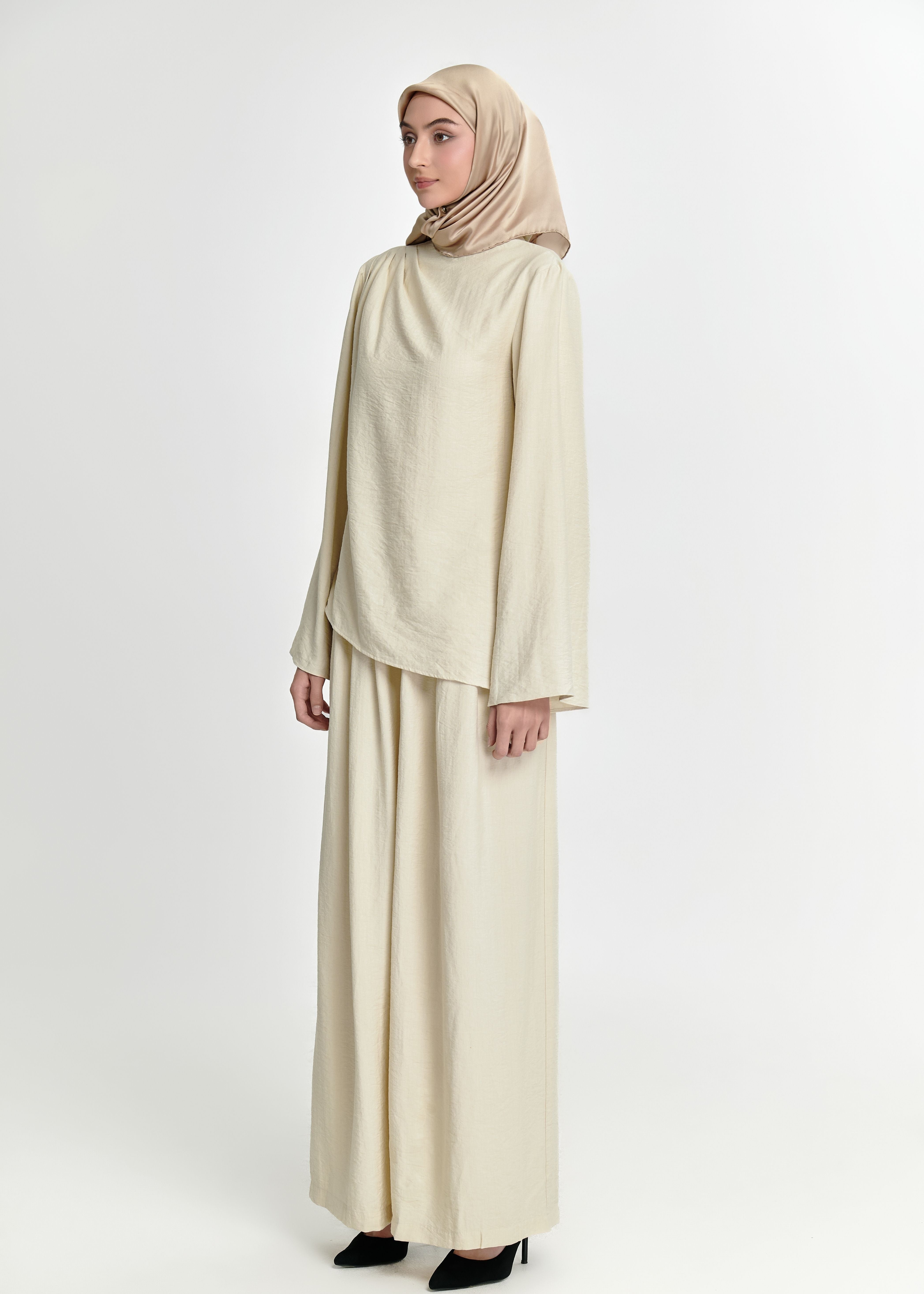Pearl Bloom Flare Tunic - Oat Milk Beige by Minnaba