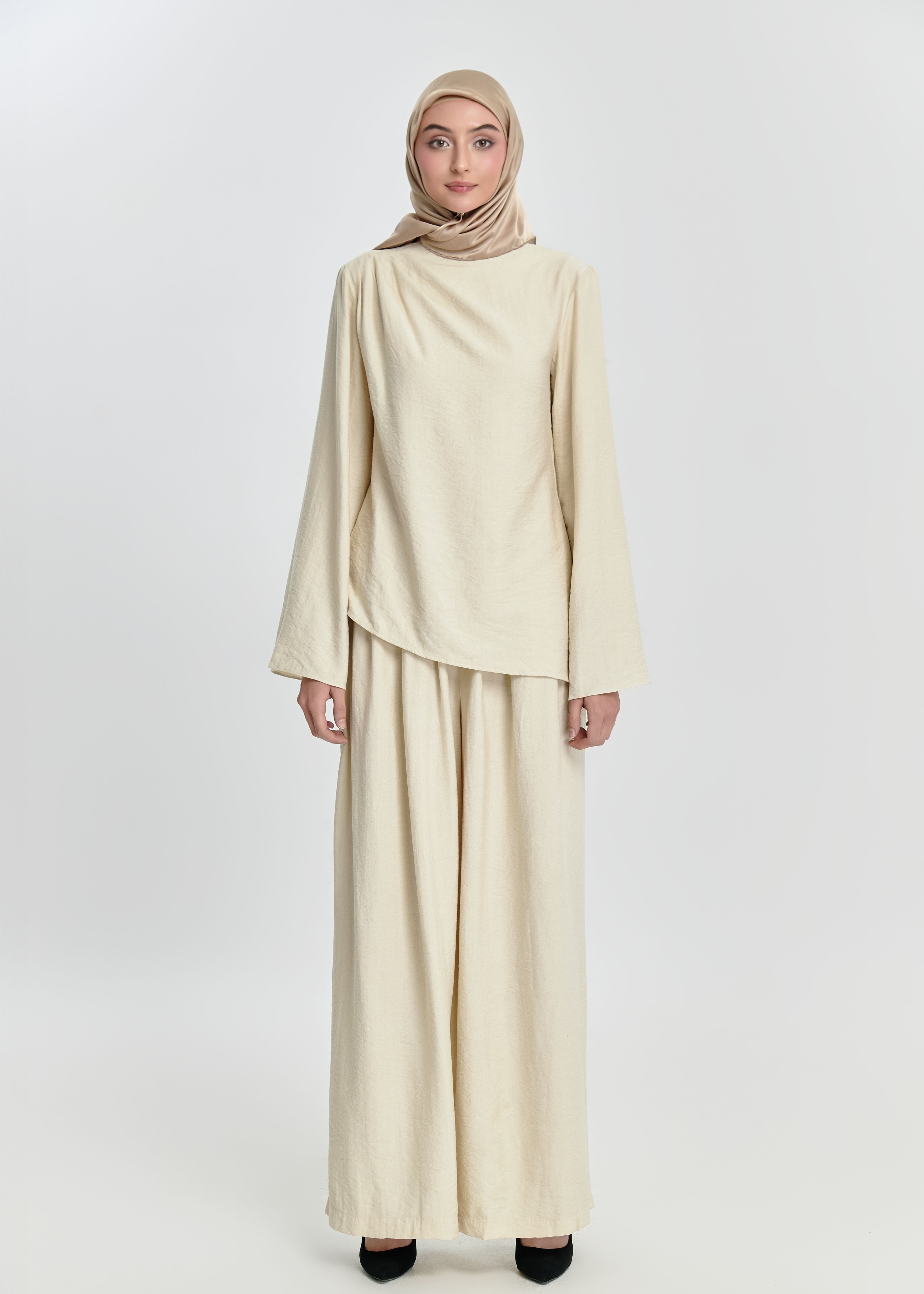 Pearl Bloom Flare Tunic - Oat Milk Beige by Minnaba