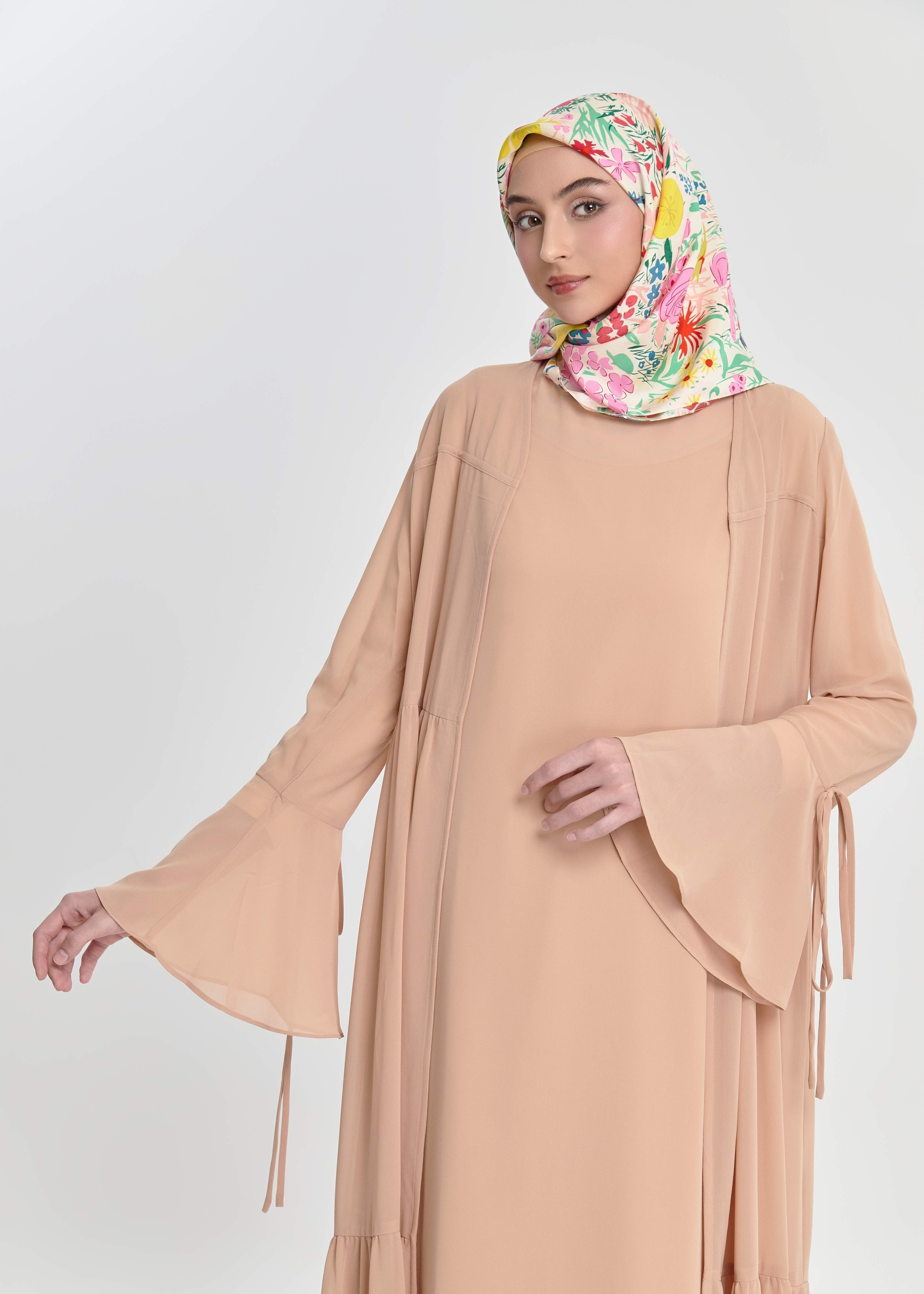 Honey Dune Flare Abaya by Minnaba