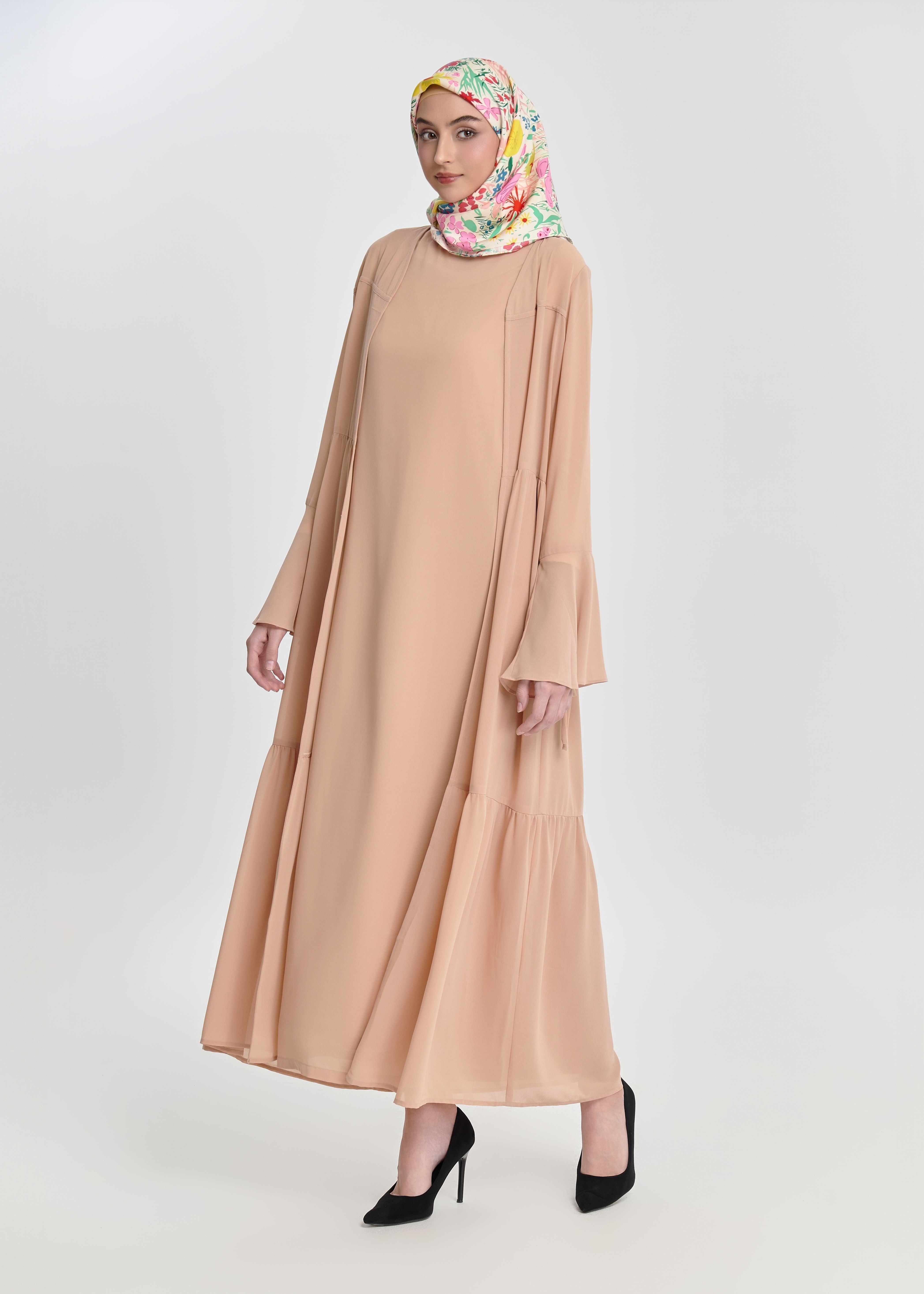 Honey Dune Flare Abaya by Minnaba