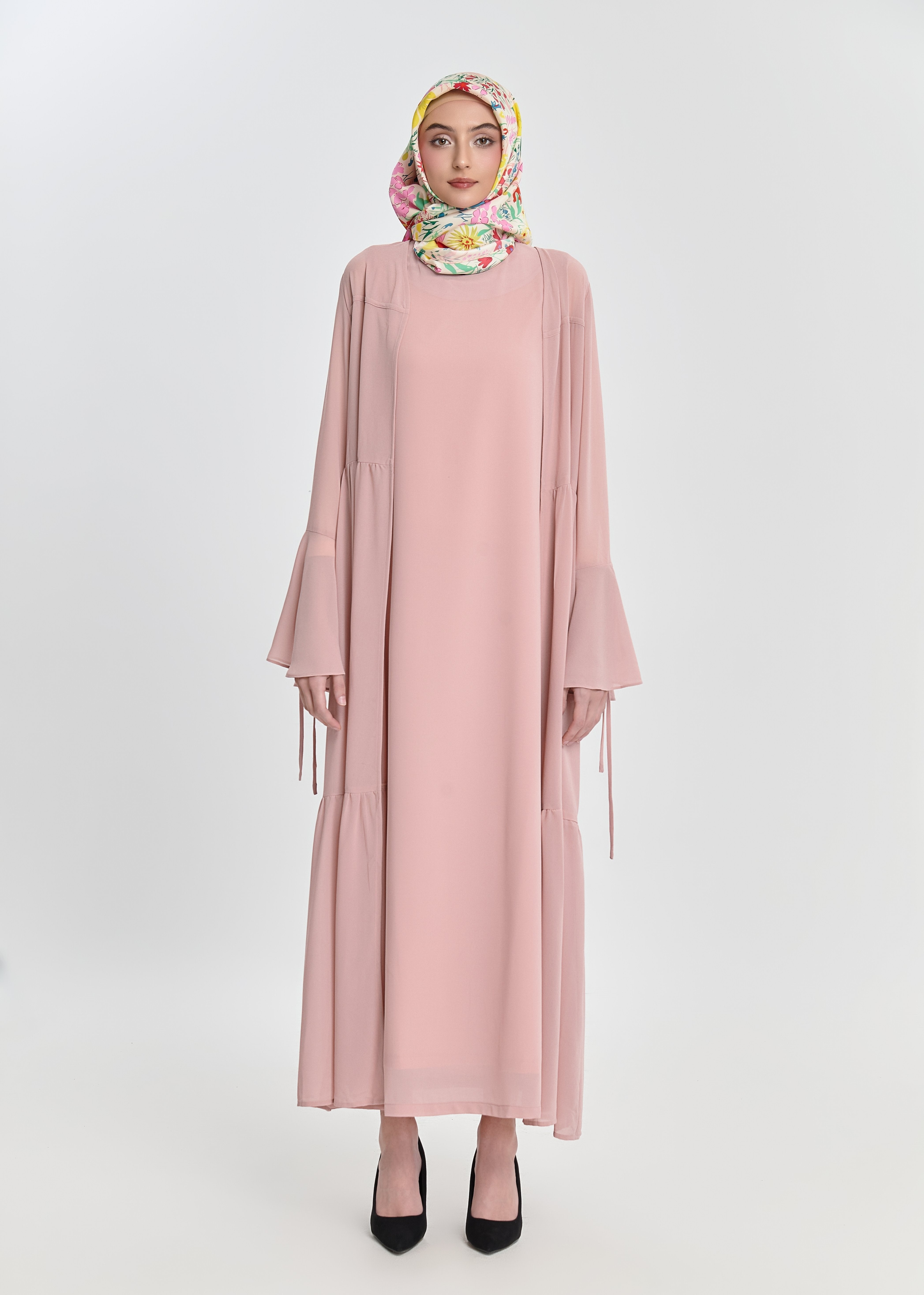 Honey Dune Flare Abaya - Blush Beige