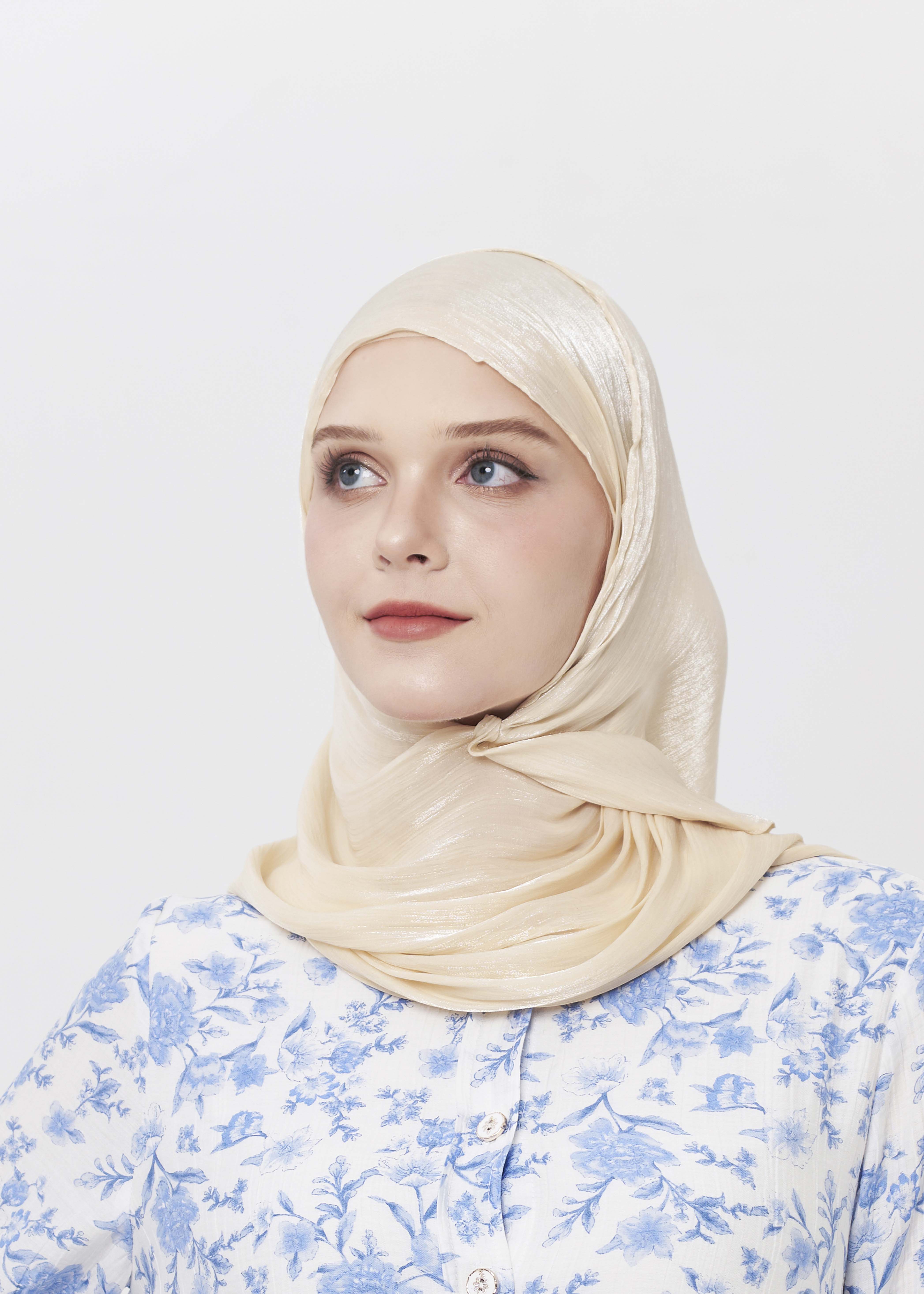 Grace Satin Hijab - Vanilla Cream by Minnaba