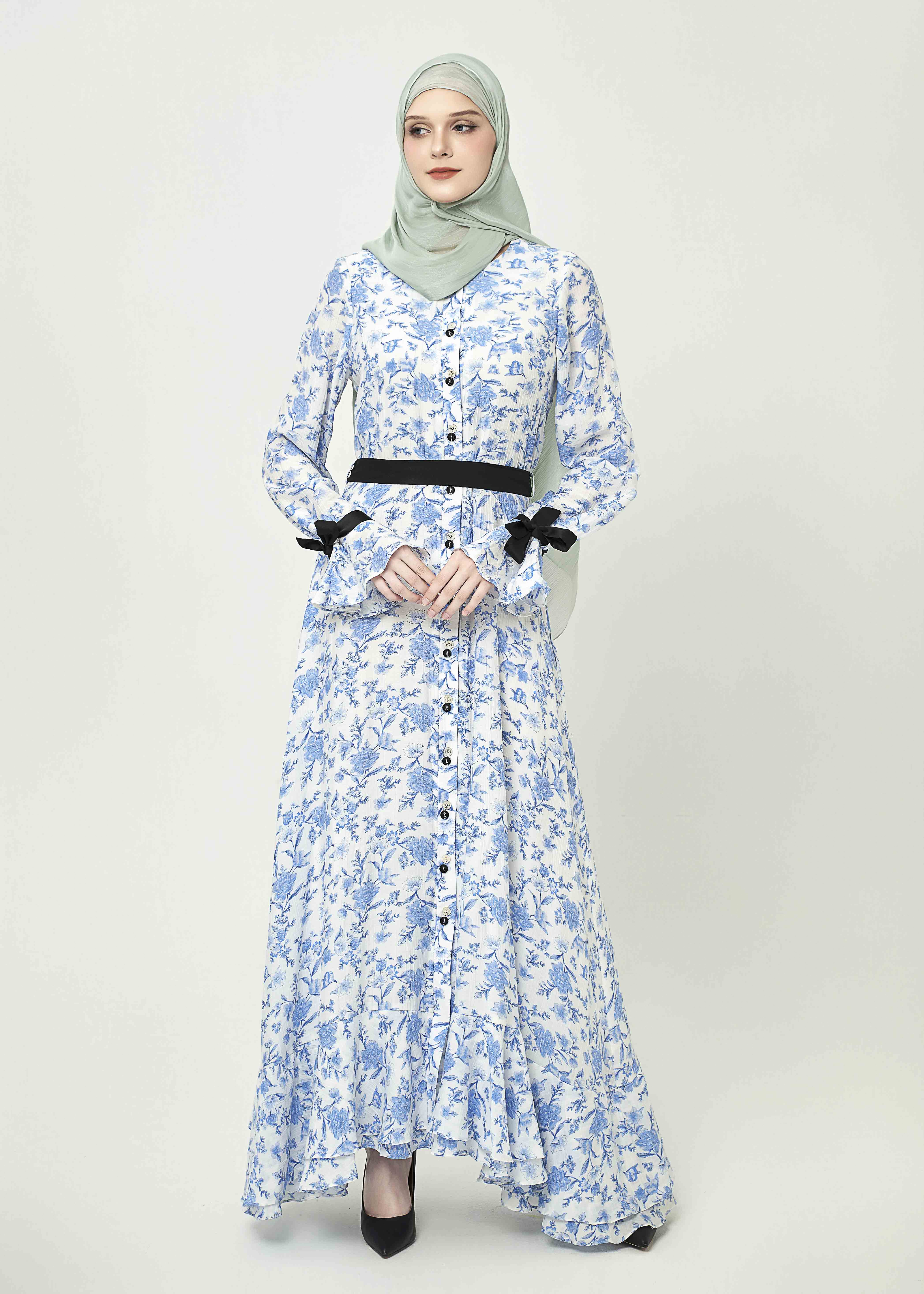 Bluebell Charm Maxi Dress – Ribbon Edition - Porcelain Blue by Minnaba