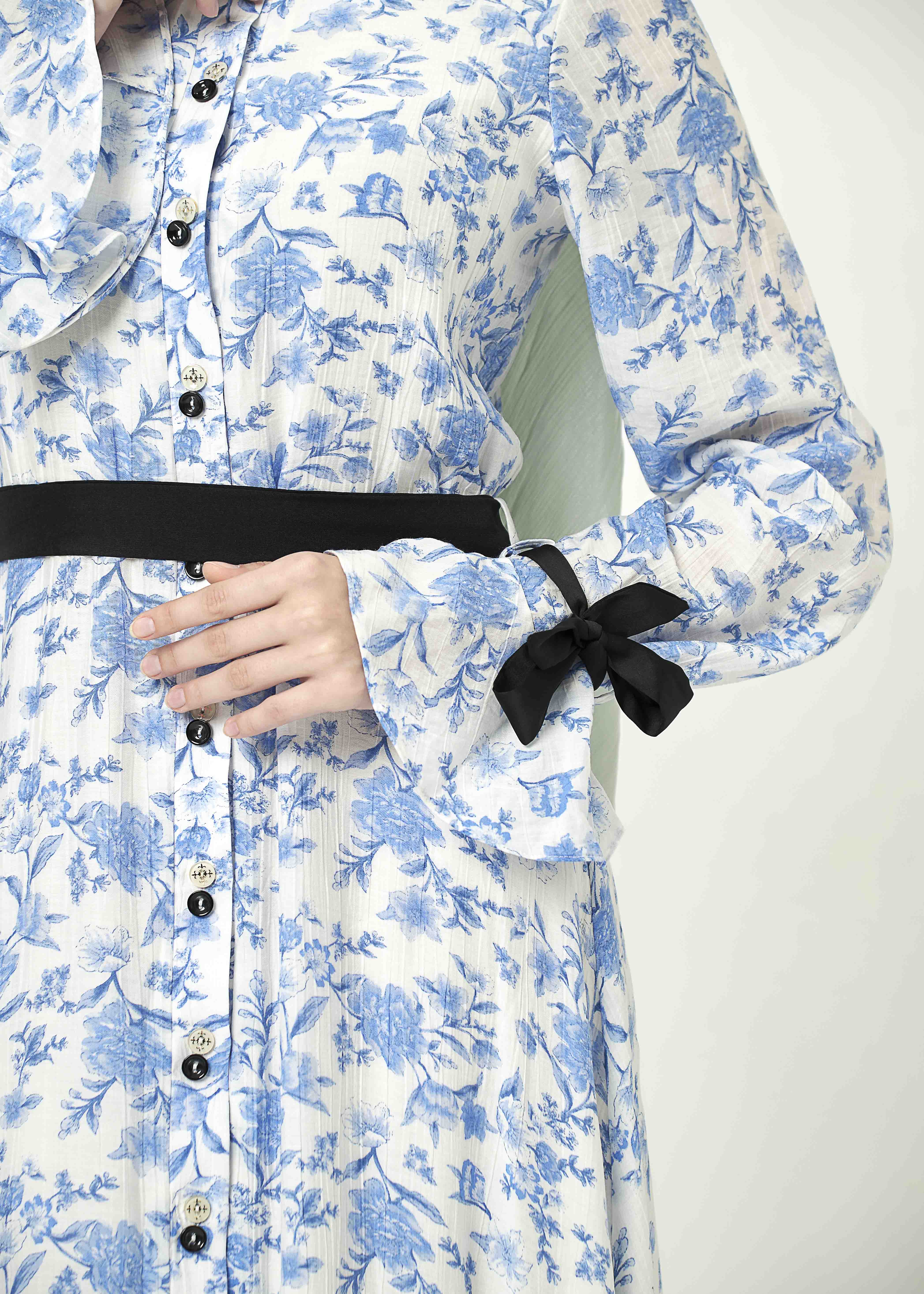 Bluebell Charm Maxi Dress – Ribbon Edition - Porcelain Blue by Minnaba