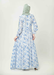 Azure Bloom Tiered Maxi Dress by Minnaba