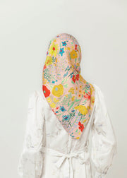 Serene Script Silk Hijab - Citrus Sunrise by Minnaba