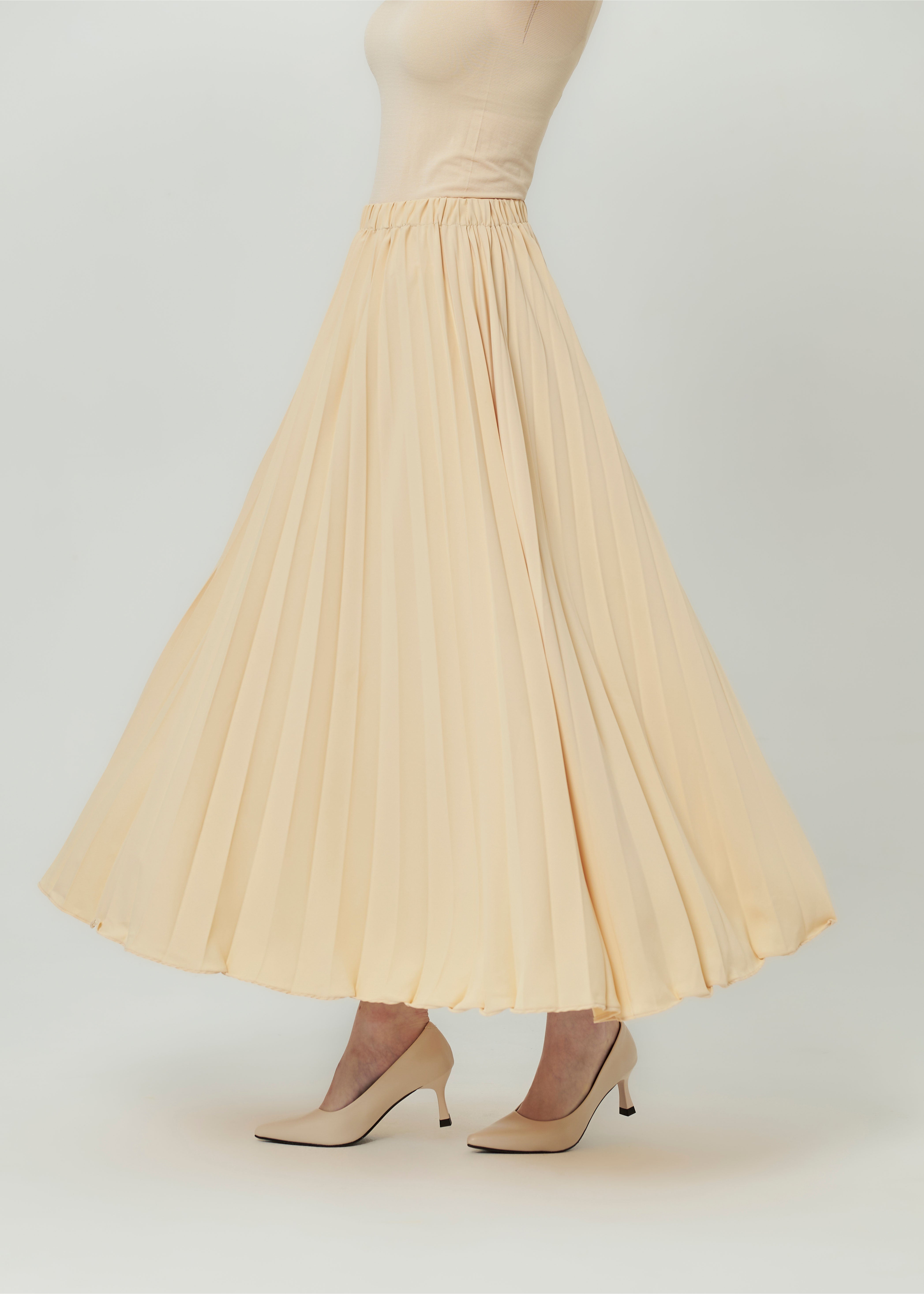 Amber Dune Pleated Skirt - Bare Almond by Minnaba