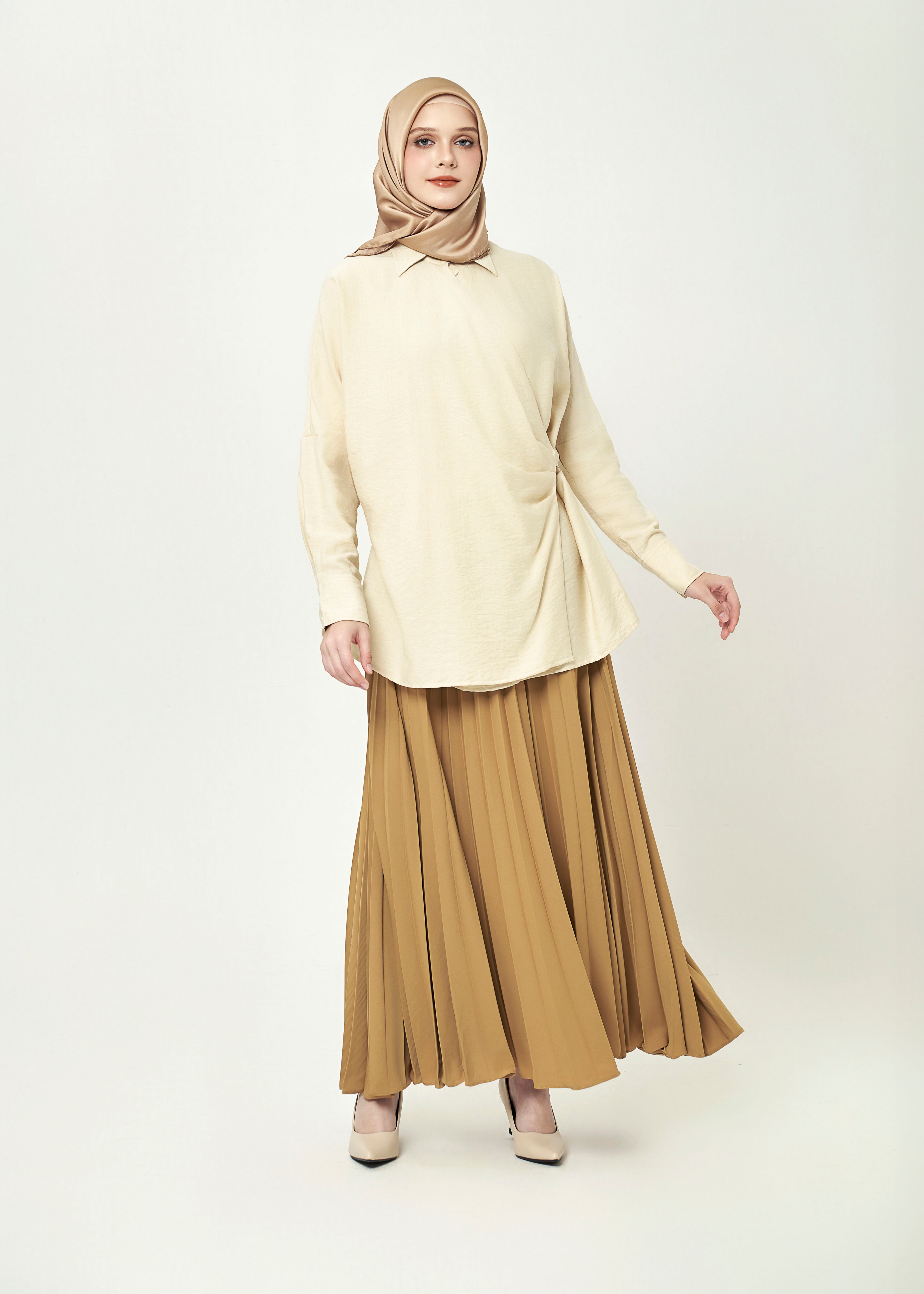 Amber Dune Pleated Skirt - Golden Sand by Minnaba