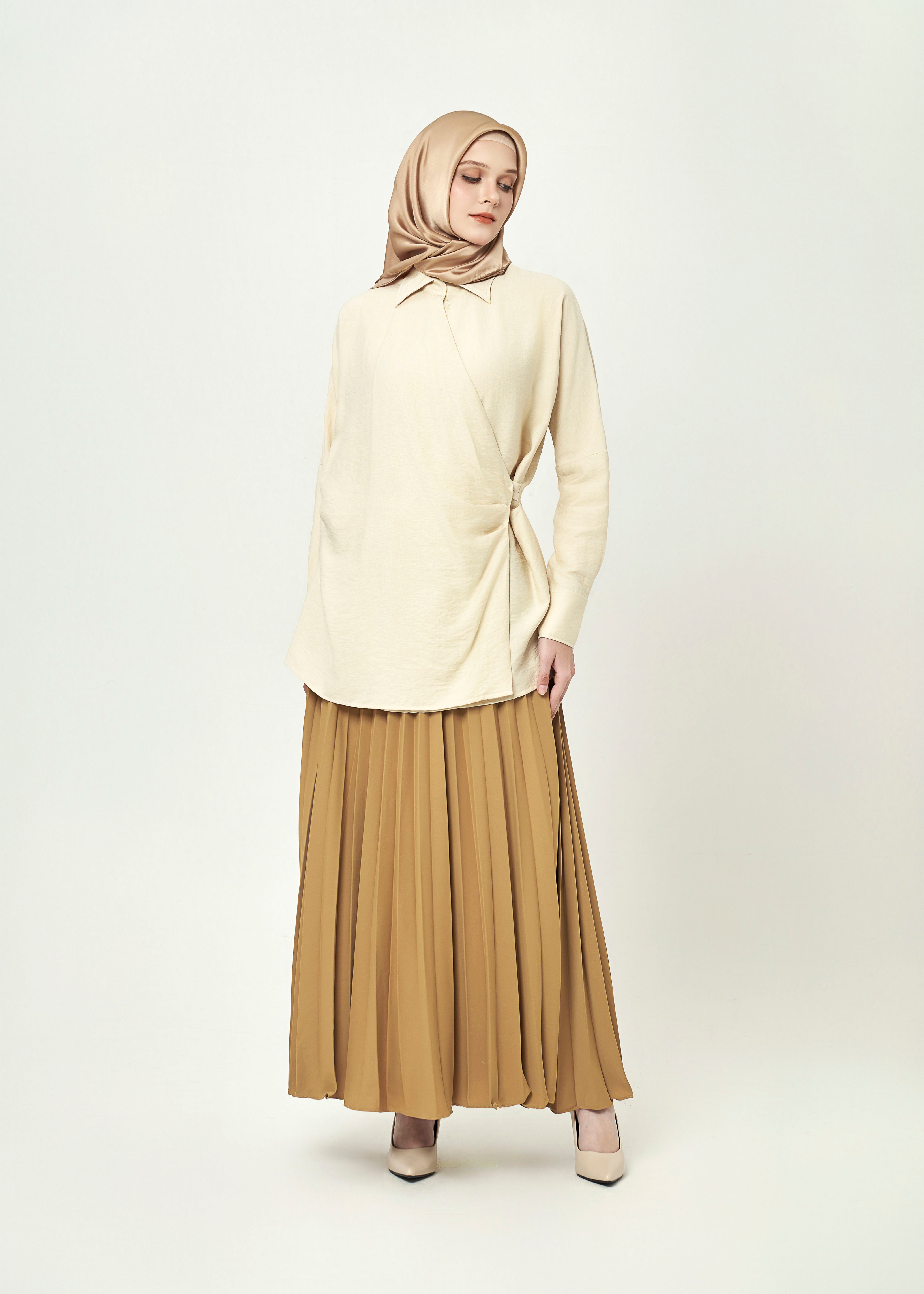 Amber Dune Pleated Skirt - Golden Sand by Minnaba