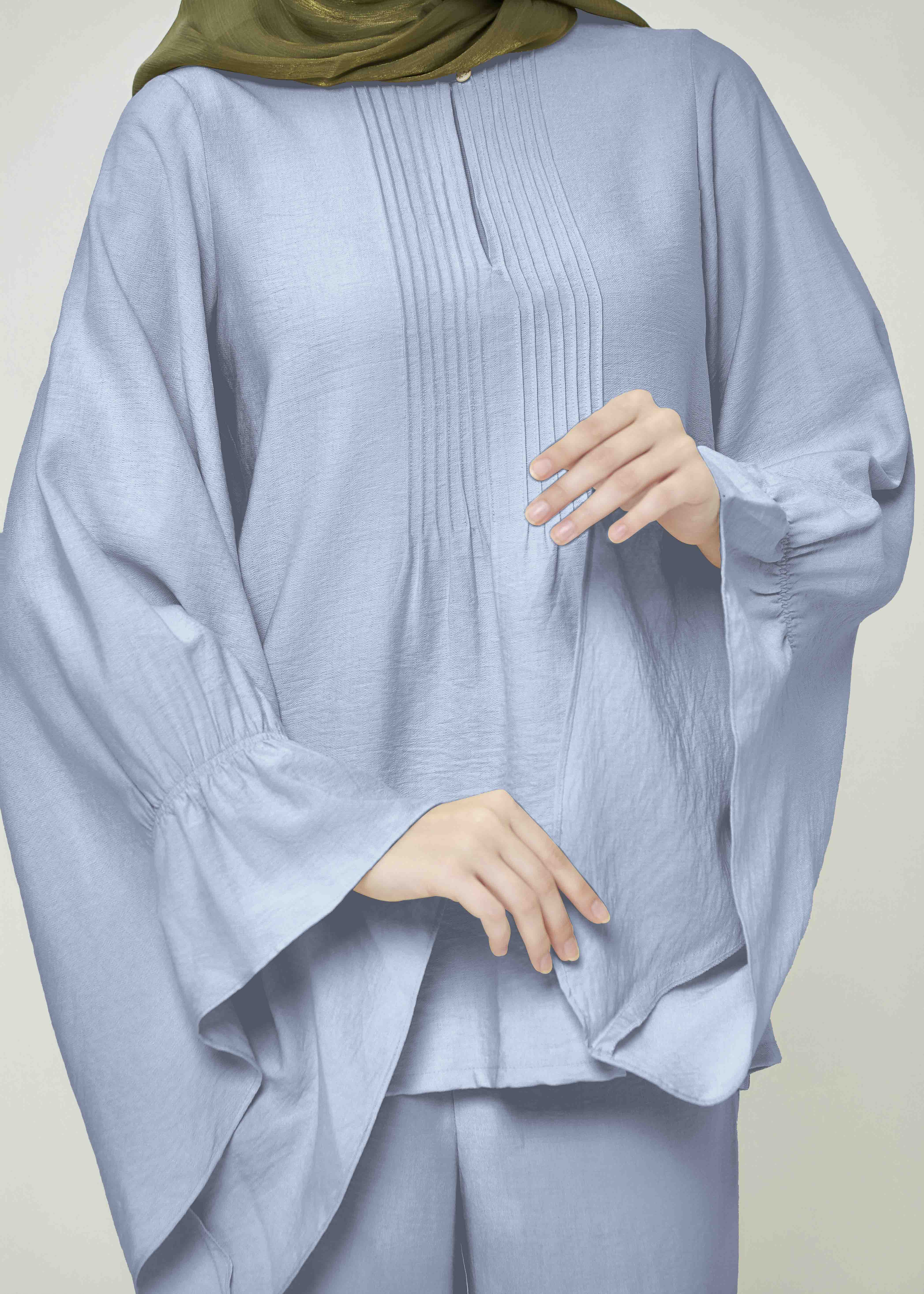 Celestine Bell-Sleeve Tunic - Powder Blue by Minnaba