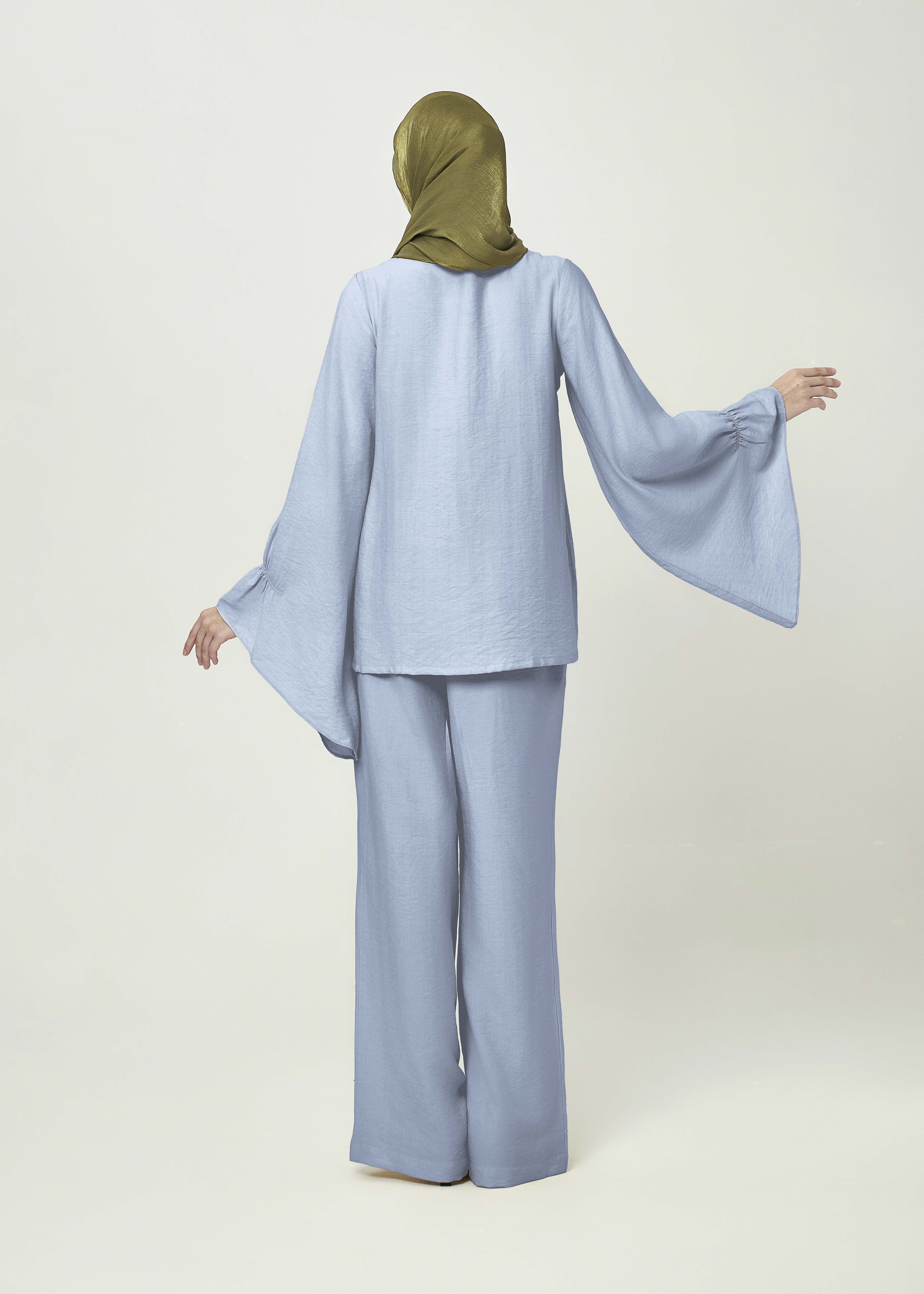 Elara Straight-Leg Pants - Powder Blue by Minnaba
