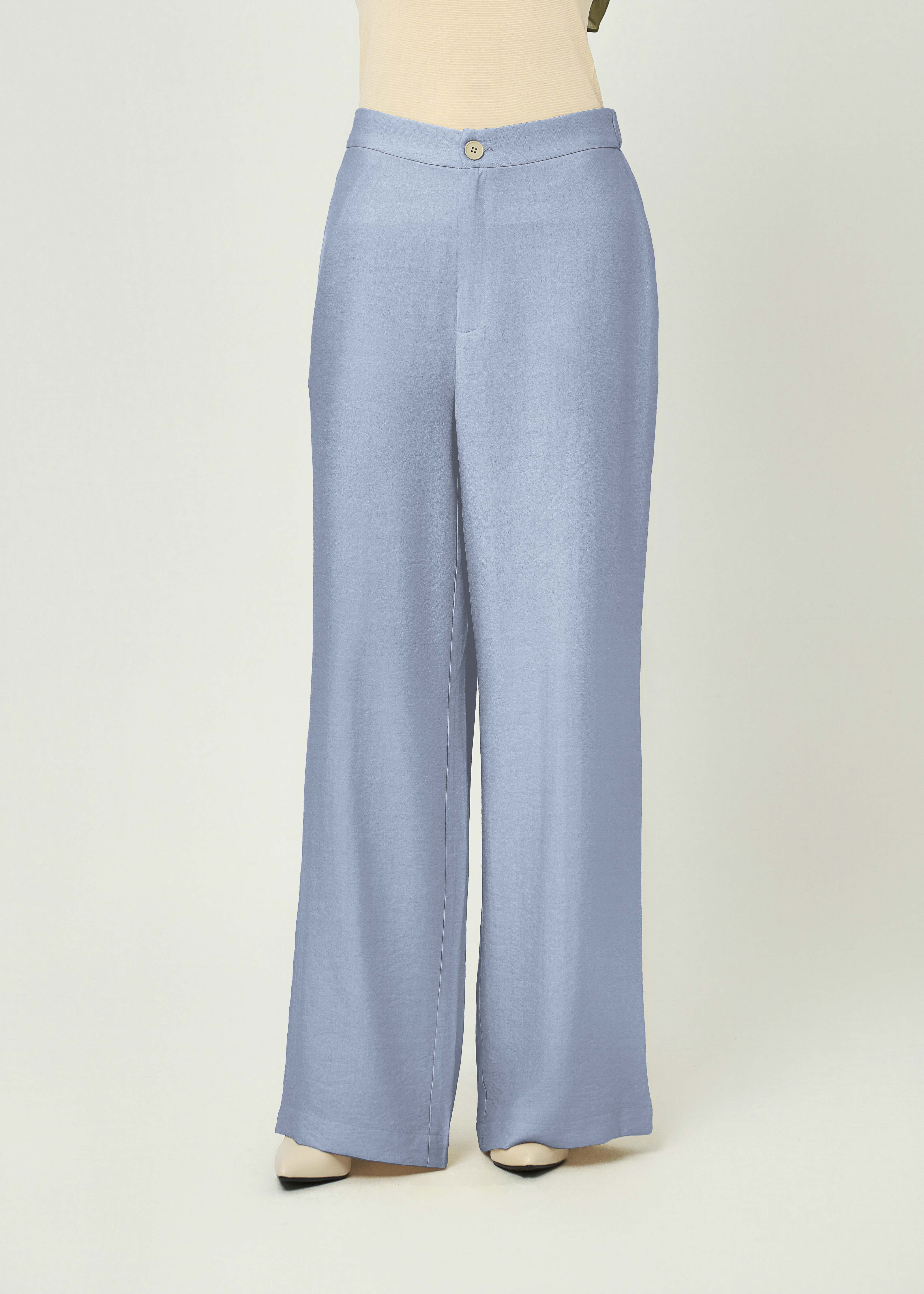 Elara Straight-Leg Pants - Powder Blue by Minnaba