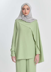 Asym Draped Sleeve Tunic - Celery Mist by Minnaba