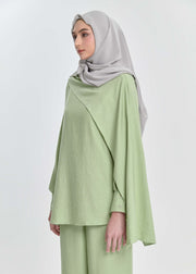 Asym Draped Sleeve Tunic - Celery Mist by Minnaba