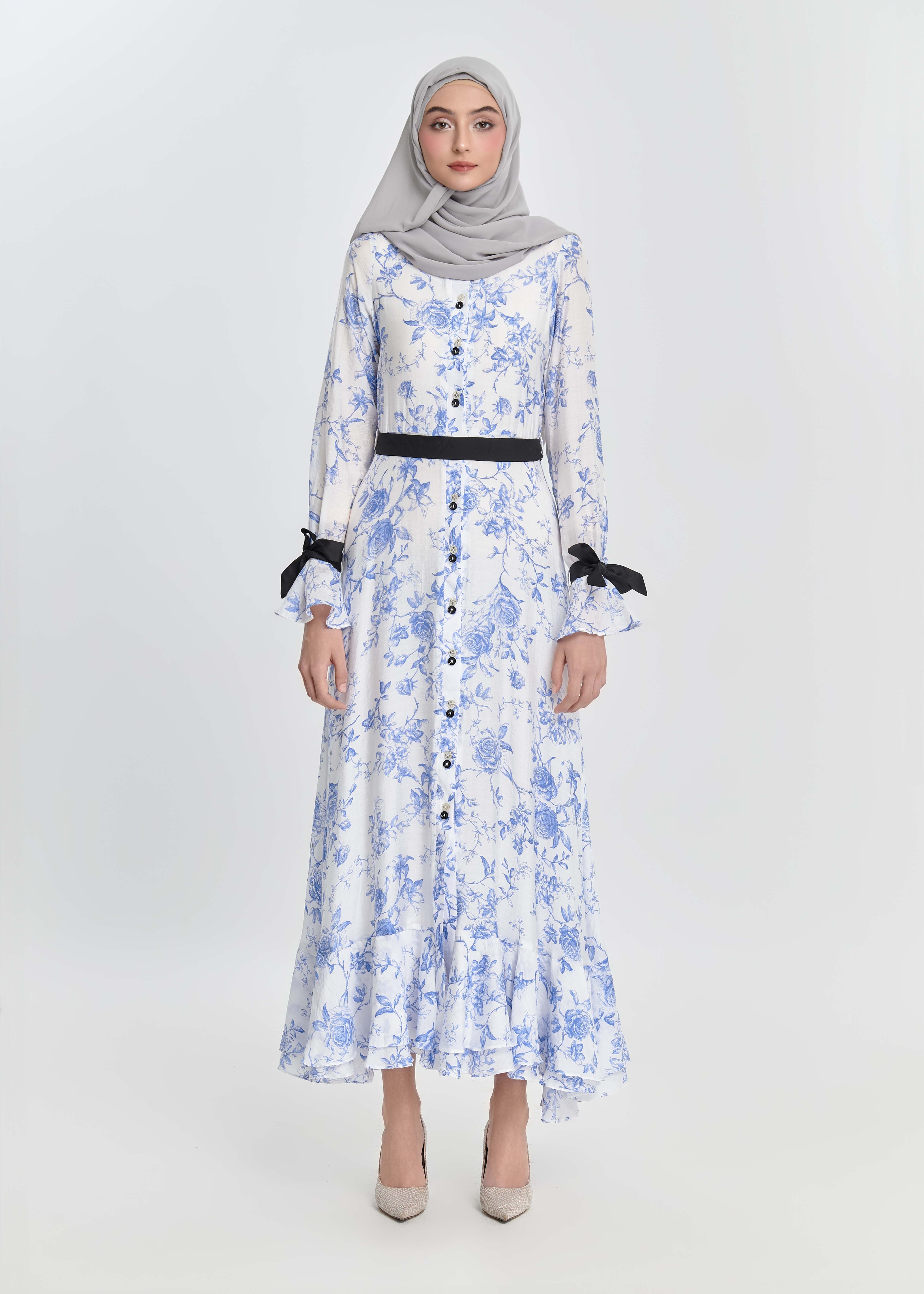 Bluebell Charm Maxi Dress – Ribbon Edition - Porcelain Vine by Minnaba