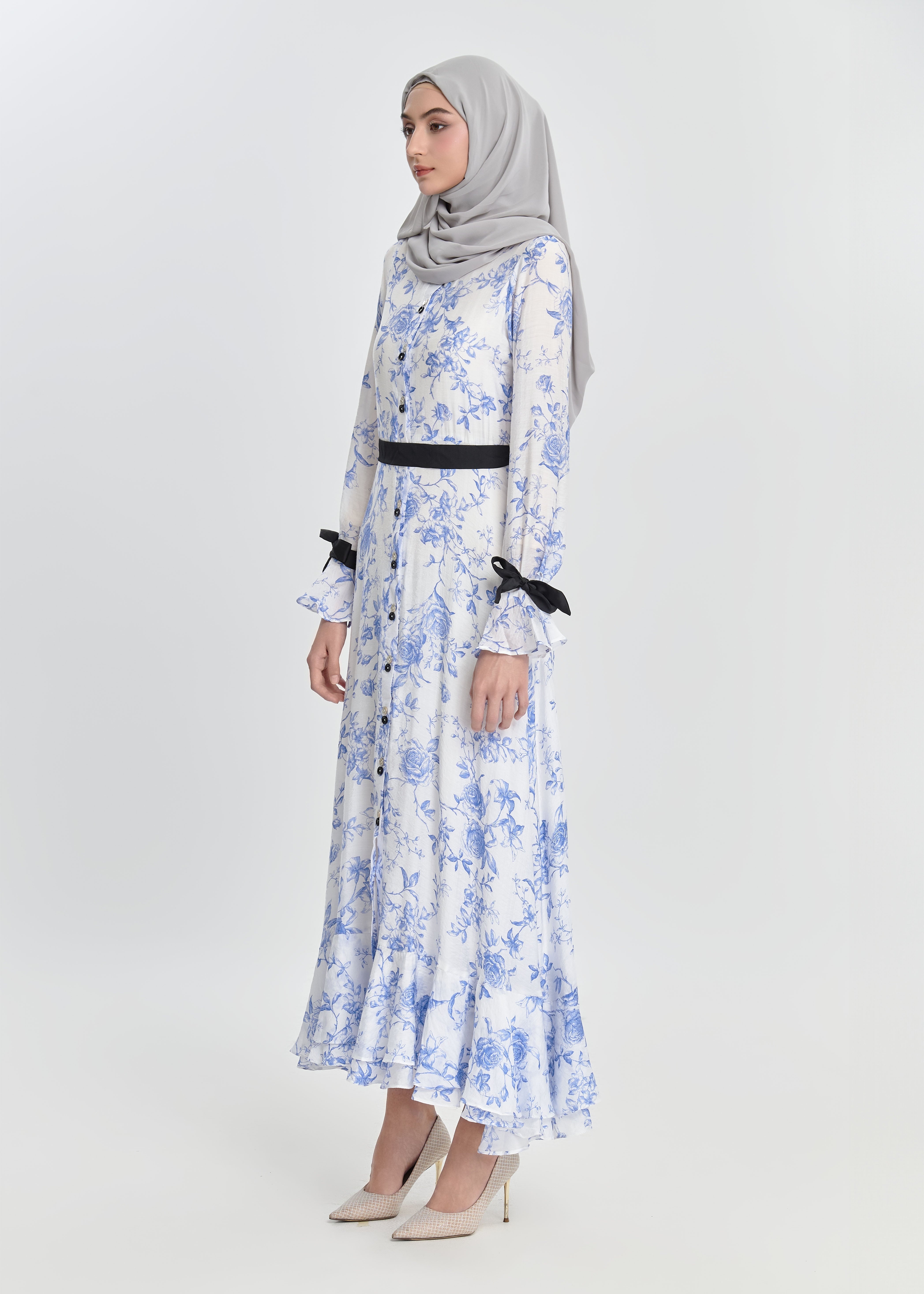 Bluebell Charm Maxi Dress – Ribbon Edition - Porcelain Vine by Minnaba