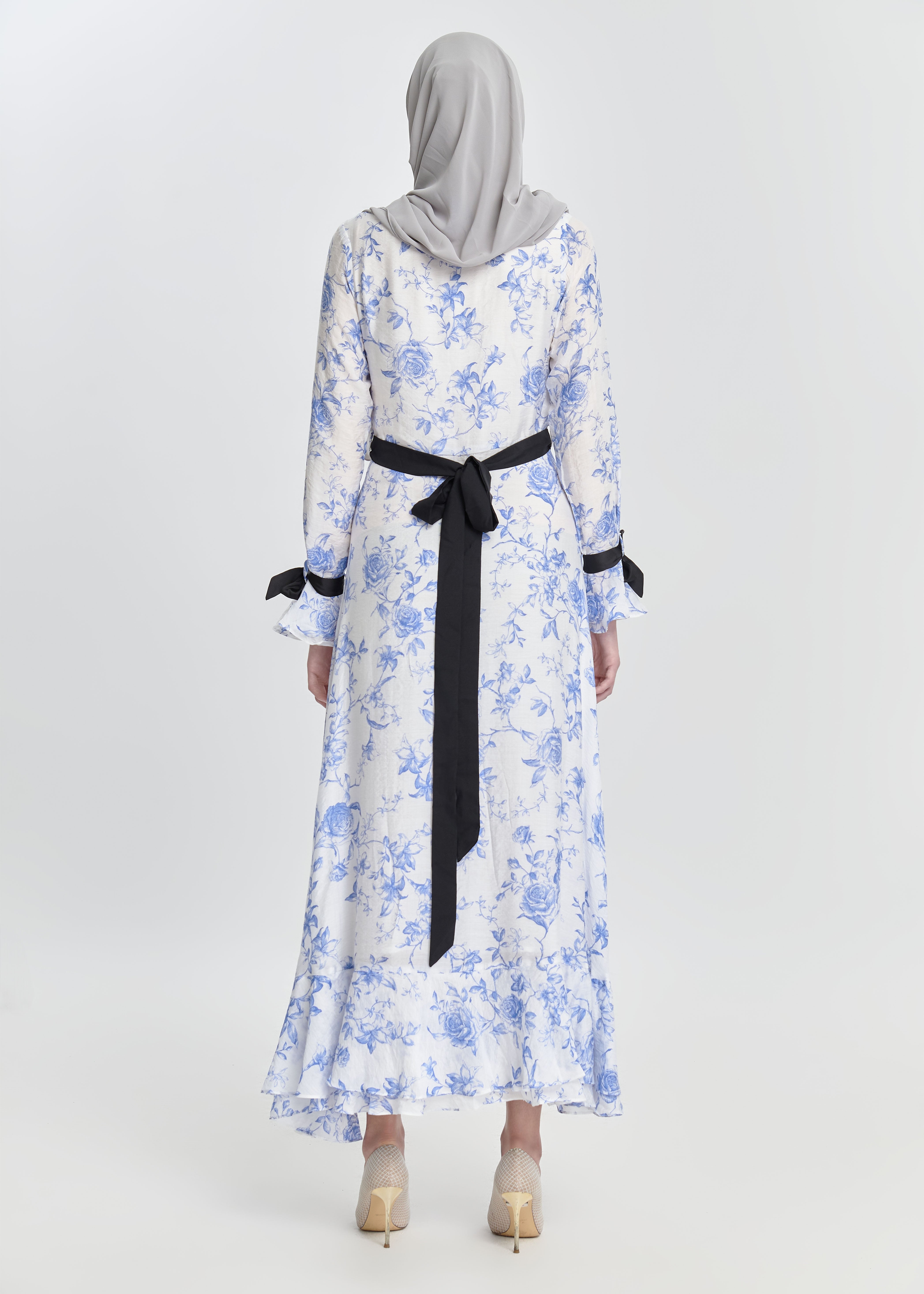 Bluebell Charm Maxi Dress Ribbon Edition - Porcelain Vine Minnaba Bluebell Charm Maxi Dress Ribbon Edition - Porcelain Vine Minnaba