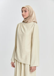 Pearl Bloom Flare Tunic - Oat Milk Beige by Minnaba
