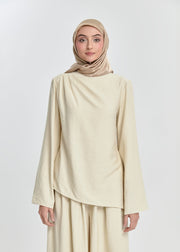 Pearl Bloom Flare Tunic - Oat Milk Beige by Minnaba