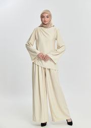 Pearl Bloom Flare Tunic - Oat Milk Beige by Minnaba