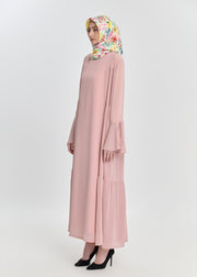 Honey Dune Flare Abaya - Blush Beige