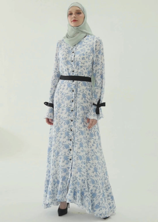 Bluebell Charm Maxi Dress – Ribbon Edition - Porcelain Blue by Minnaba